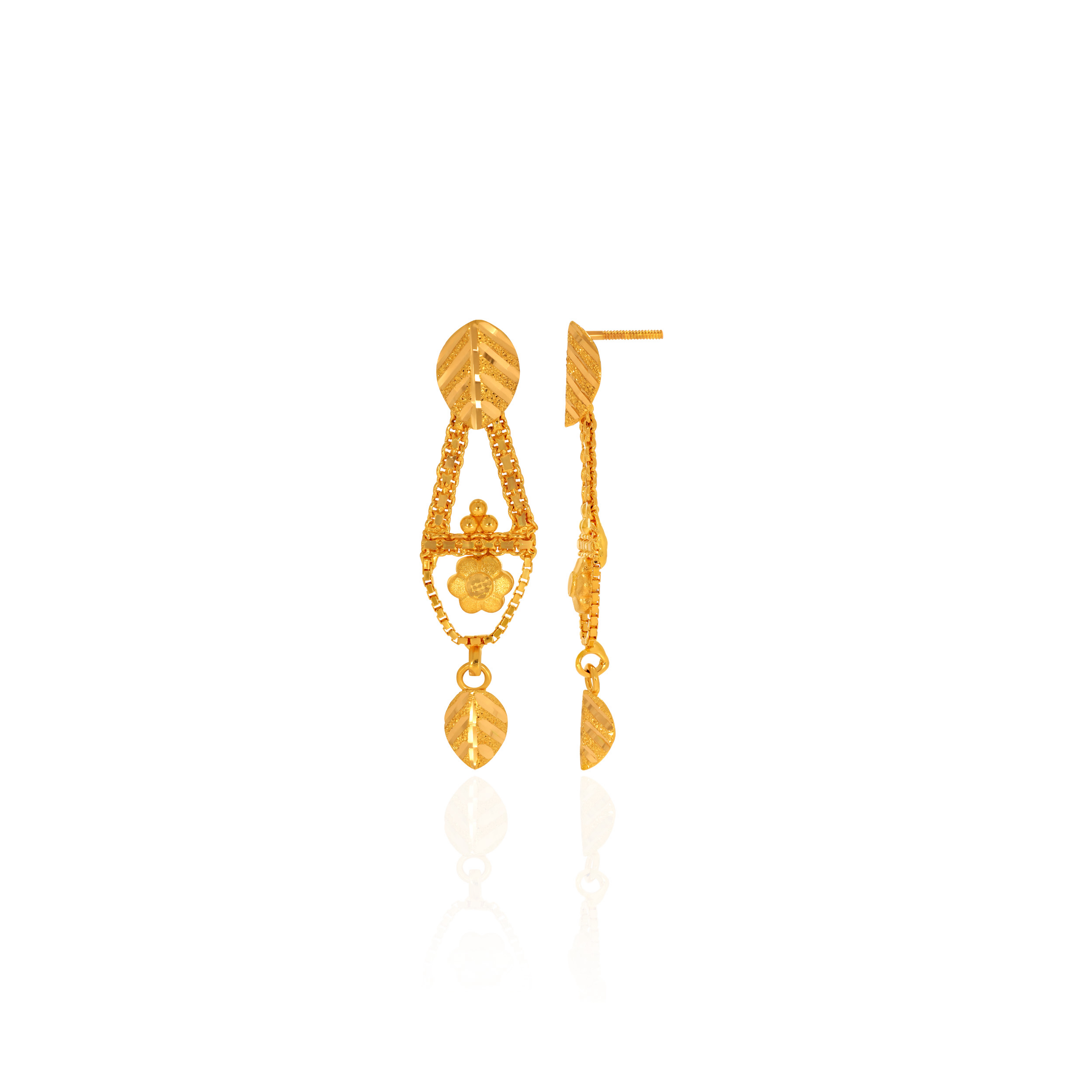 Luminous Leaf Gold Earrings - Senco Gold and Diamonds