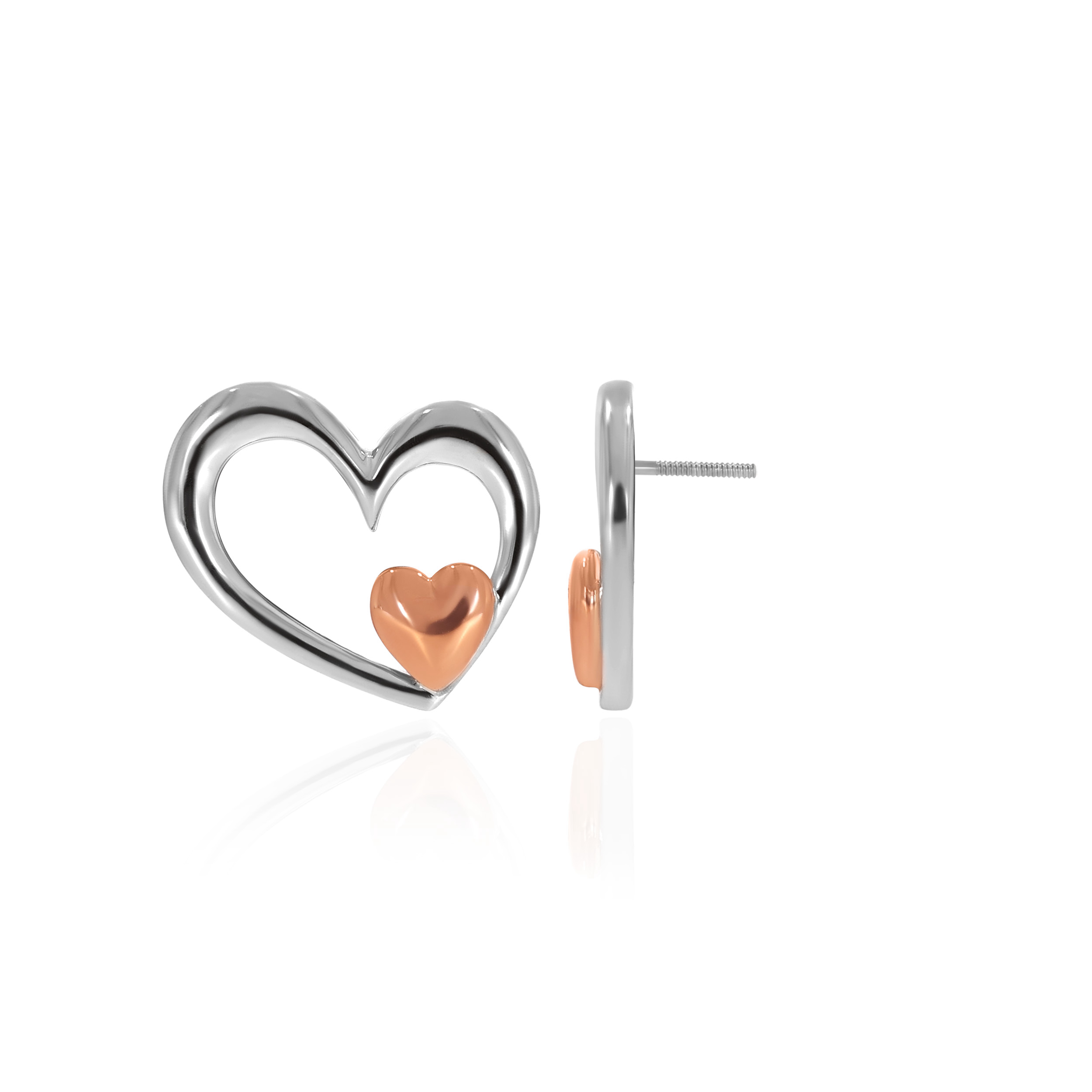 Two Hearts One Love Platinum Earrings - Senco Gold and Diamonds