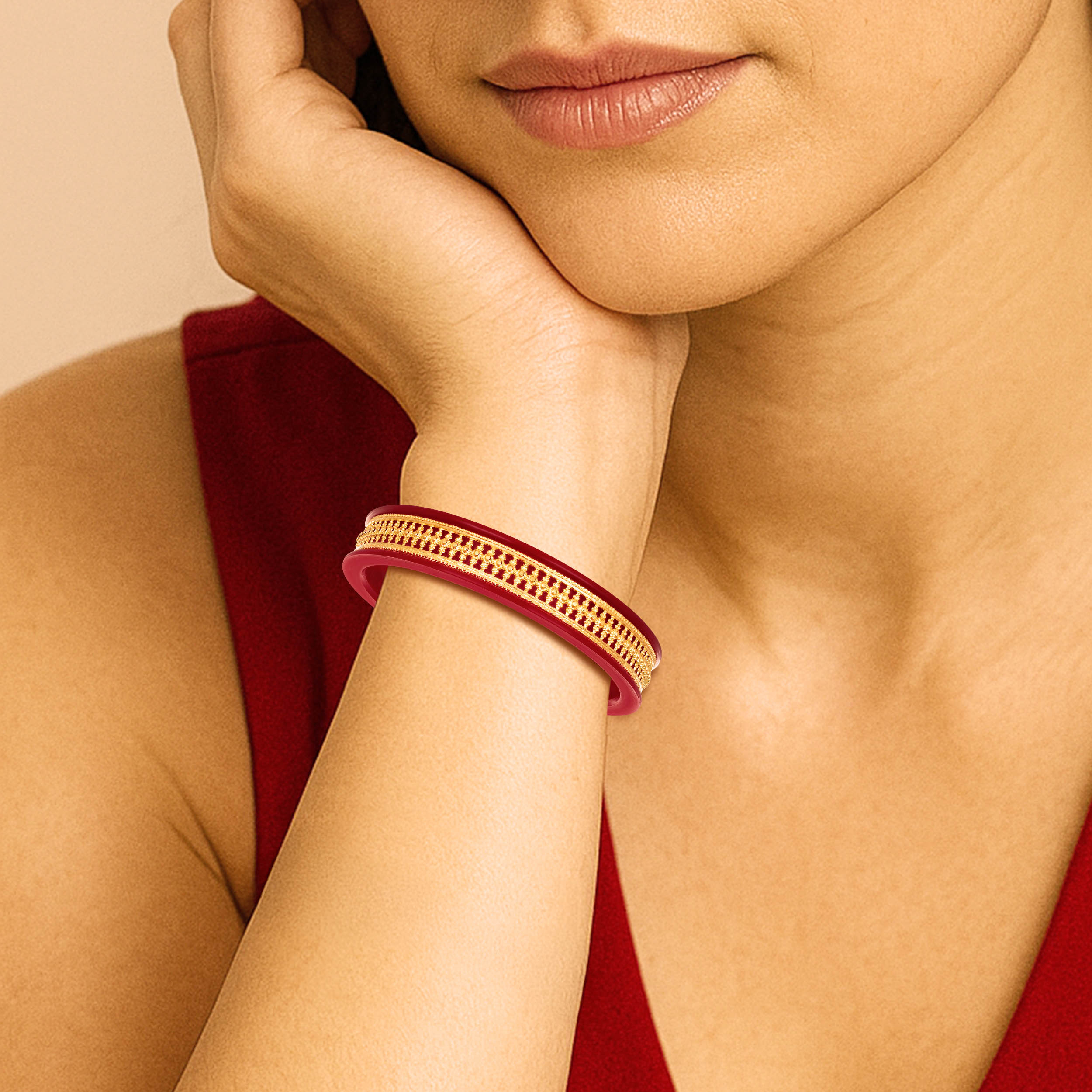 Regal Vermillion Gold Pola Bangle - Senco Gold and Diamonds