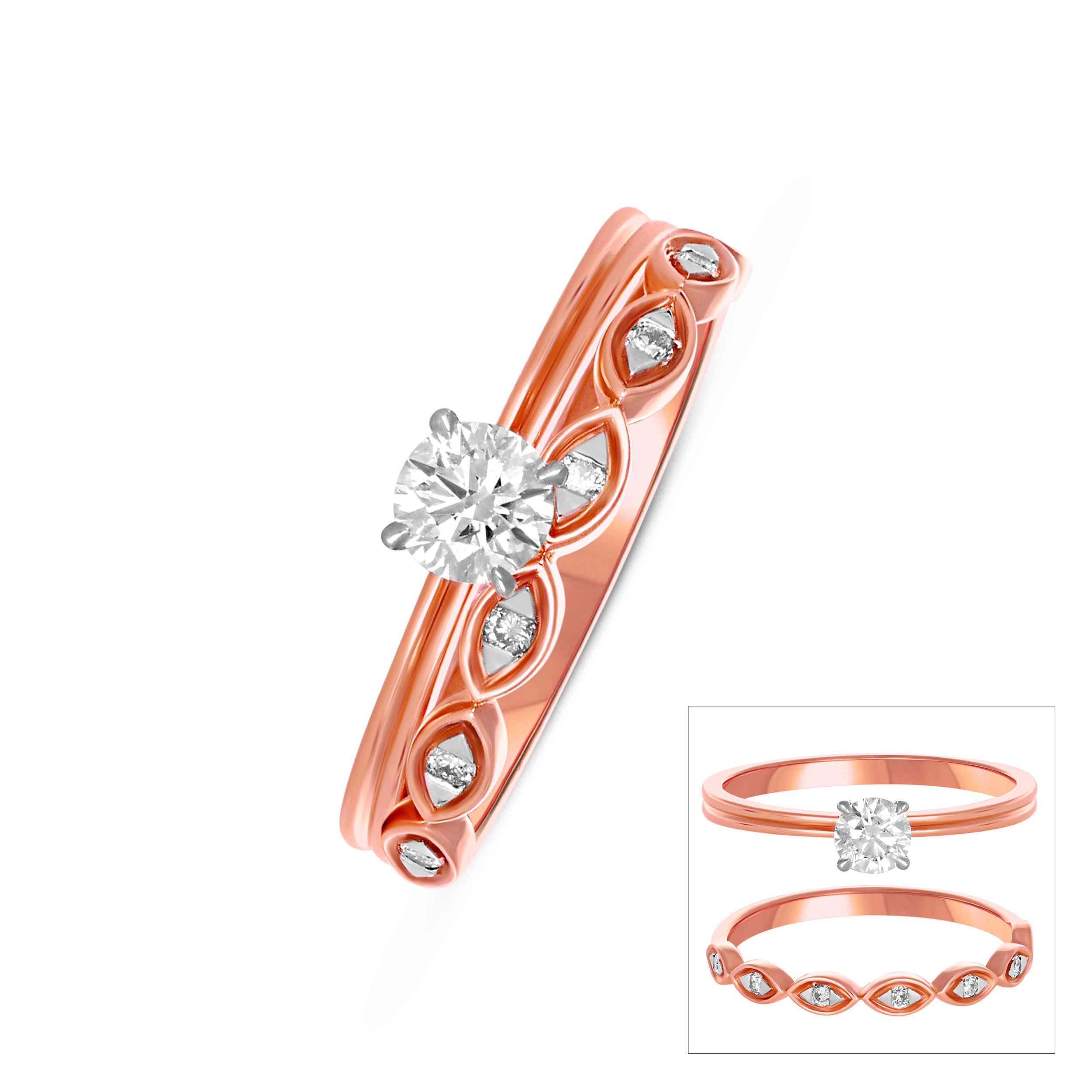 Elysian Bridal Diamond Ring Set - Senco Gold and Diamonds