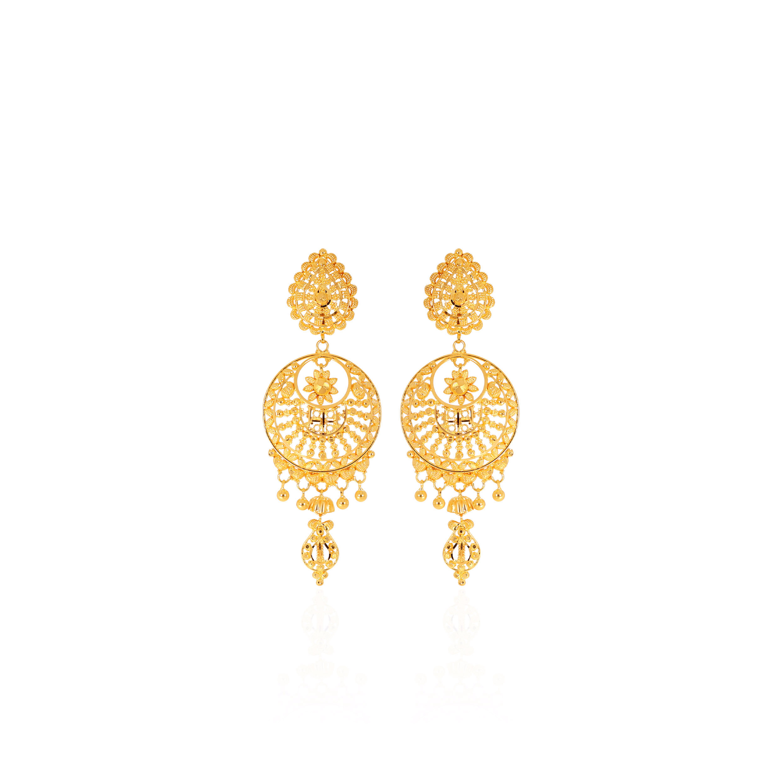 Classic Embrace Gold Chandbali Earrings - Senco Gold and Diamonds