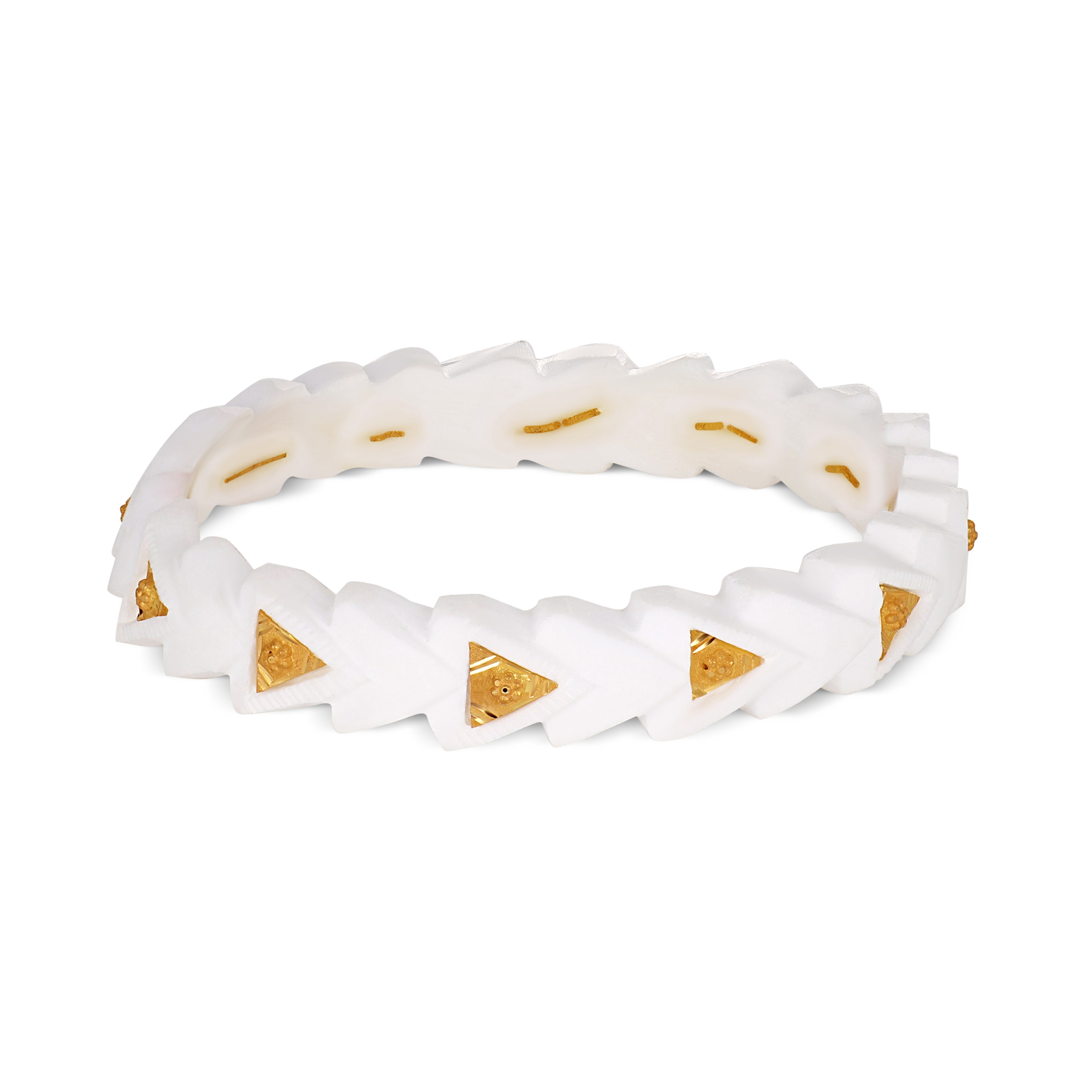 Sacred Chevron Gold Sankha Bangle - Senco Gold and Diamonds