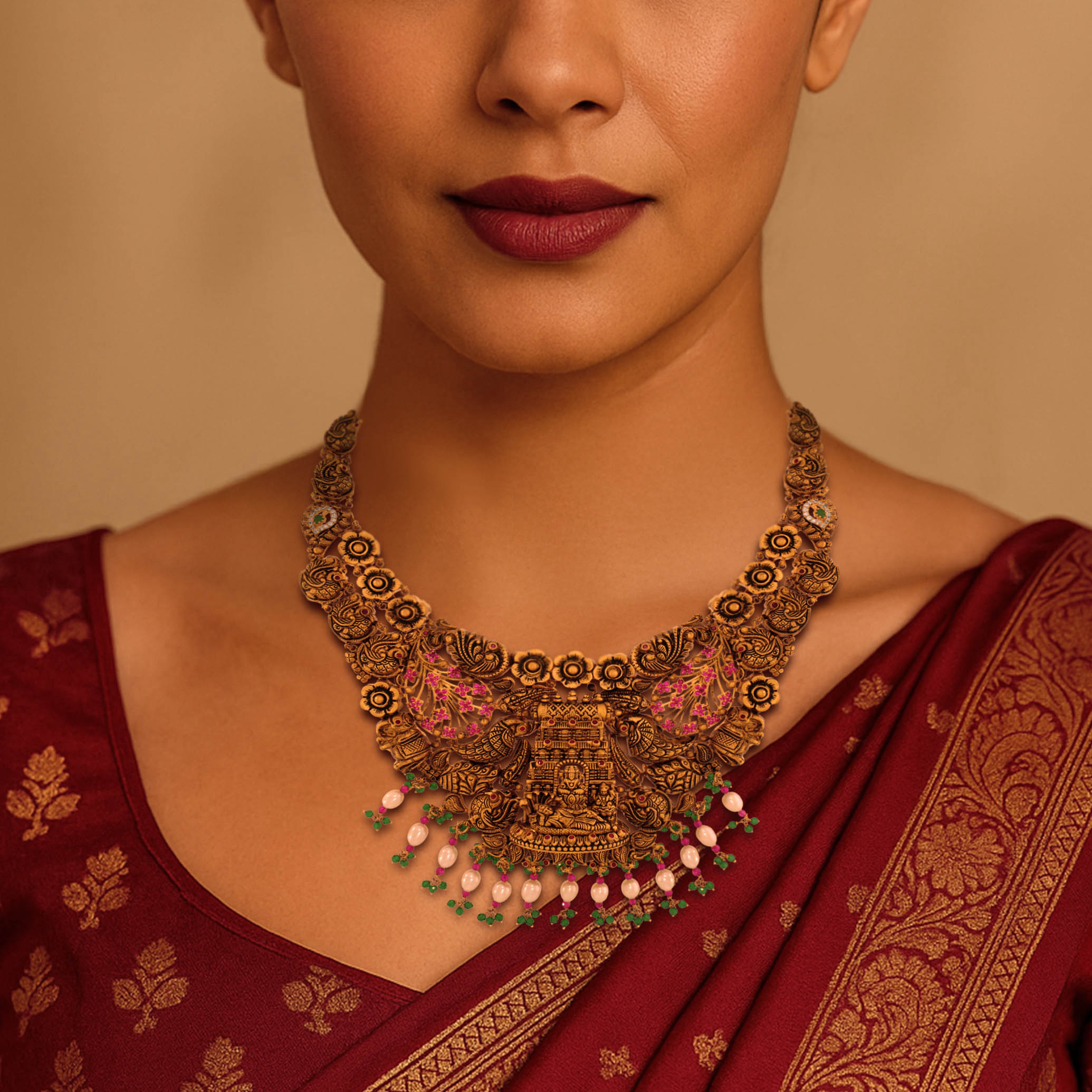 Sacred Splendour Temple Gold Necklace - Senco Gold and Diamonds