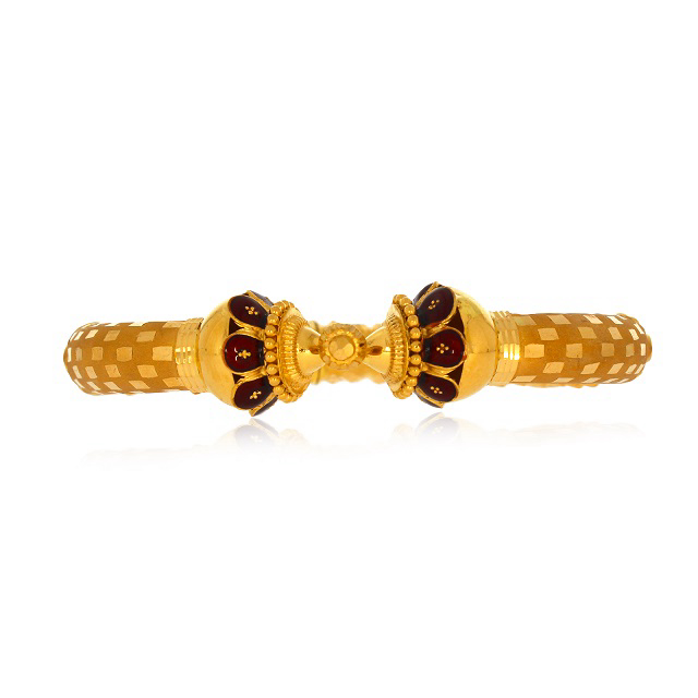 Dazzling Chess Gold Mukh Bangle - Senco Gold and Diamonds