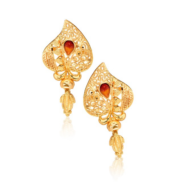 Tiny Leaf Drop Earrings - Senco Gold and Diamonds