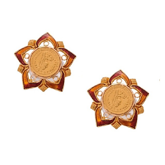 Floral Art Gold Studs - Senco Gold and Diamonds