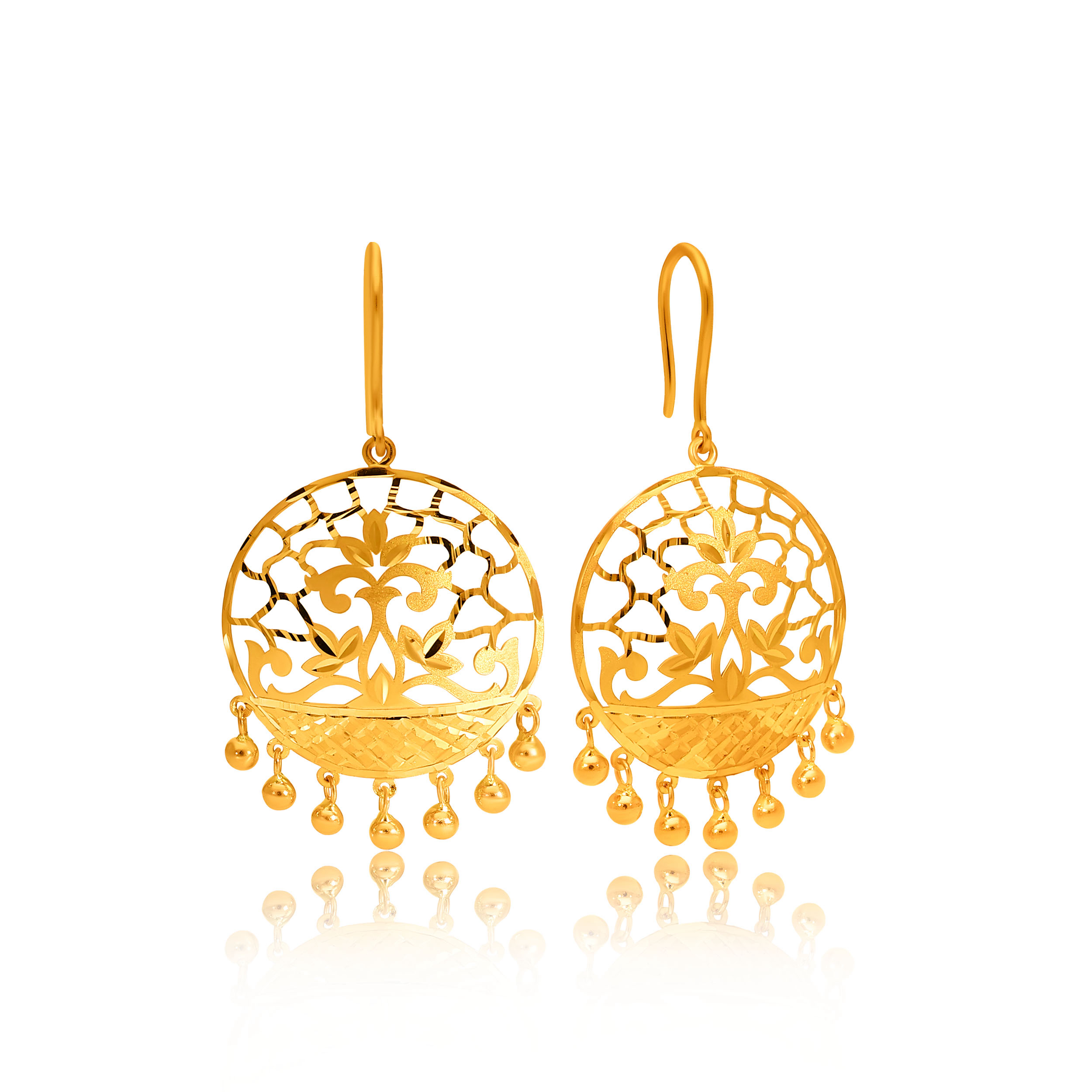 Gilded Filigree Circle Gold Earrings - Senco Gold and Diamonds
