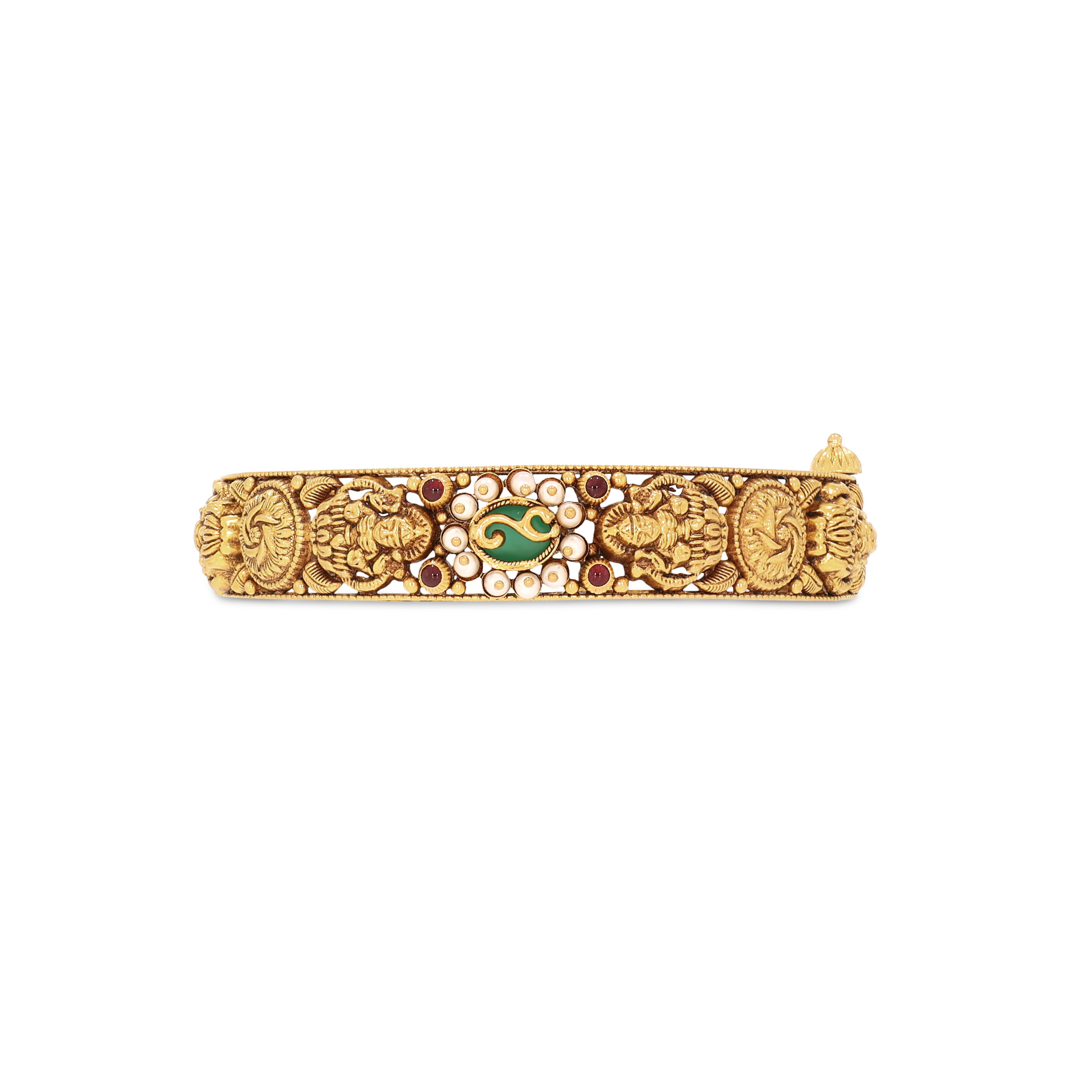 Blessed Aura Antique Gold Chur Bangle - Senco Gold and Diamonds