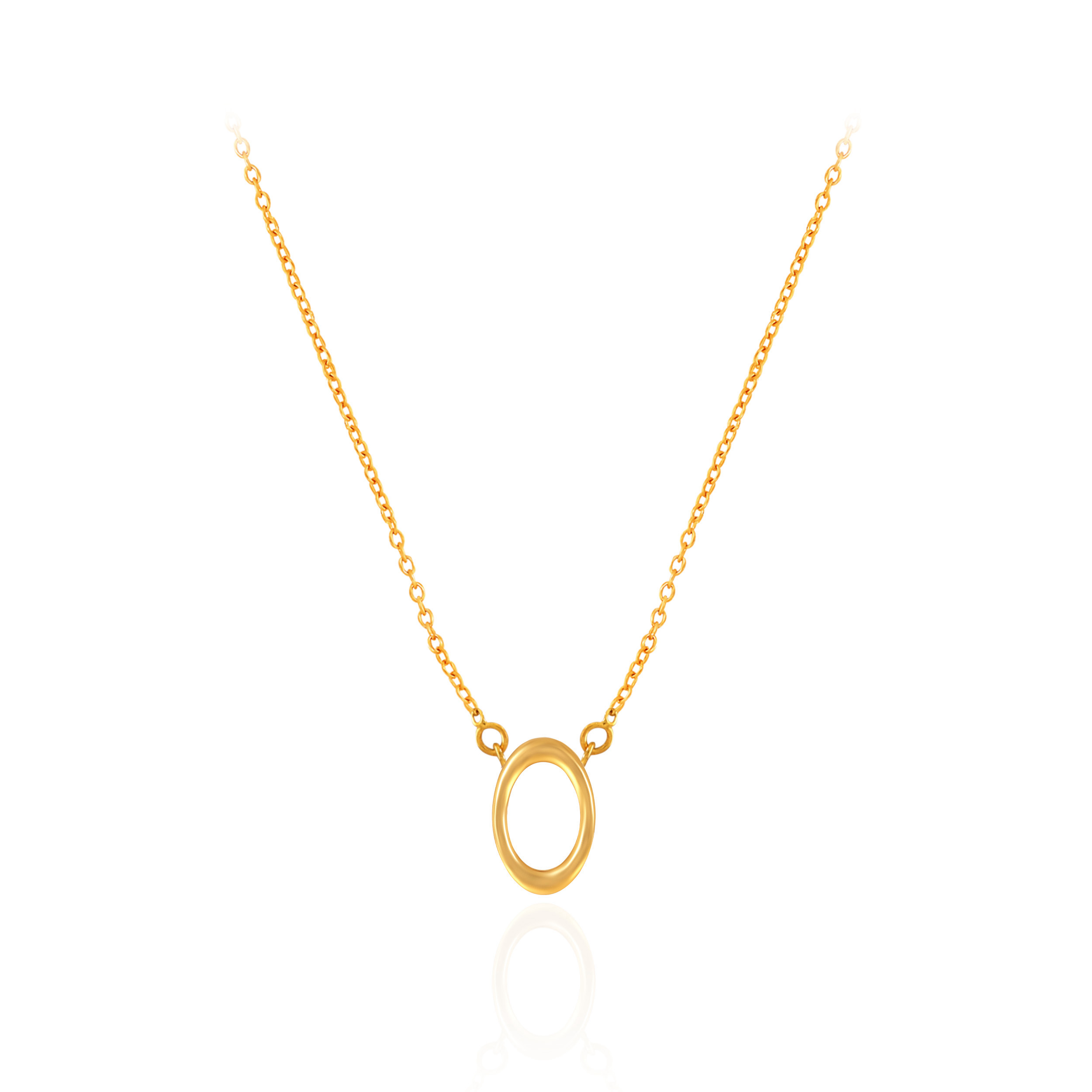 Oval Outline Minimal Gold Chain Pendant - Senco Gold and Diamonds
