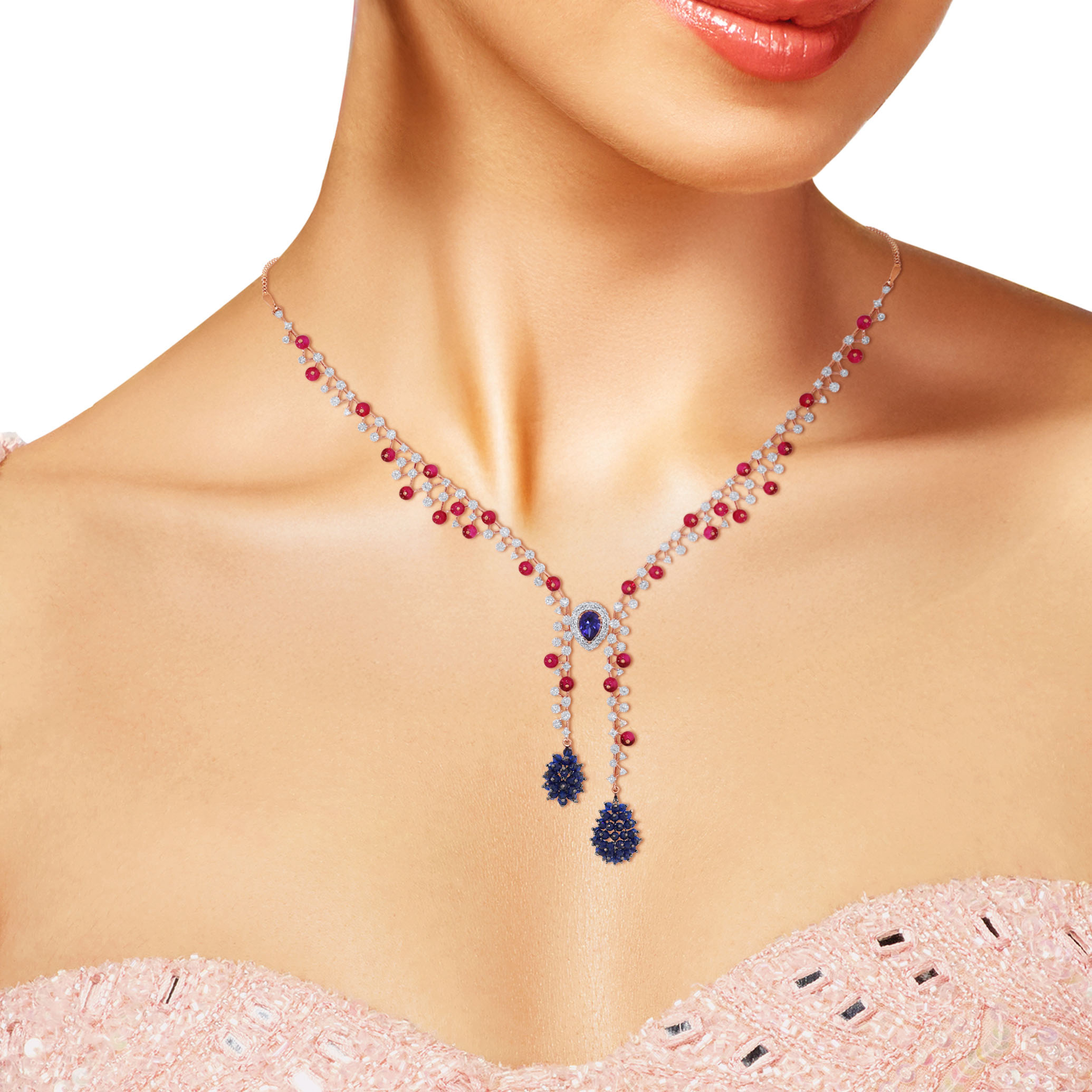 Rhythmic Berries Tie-Style Necklace - Senco Gold and Diamonds