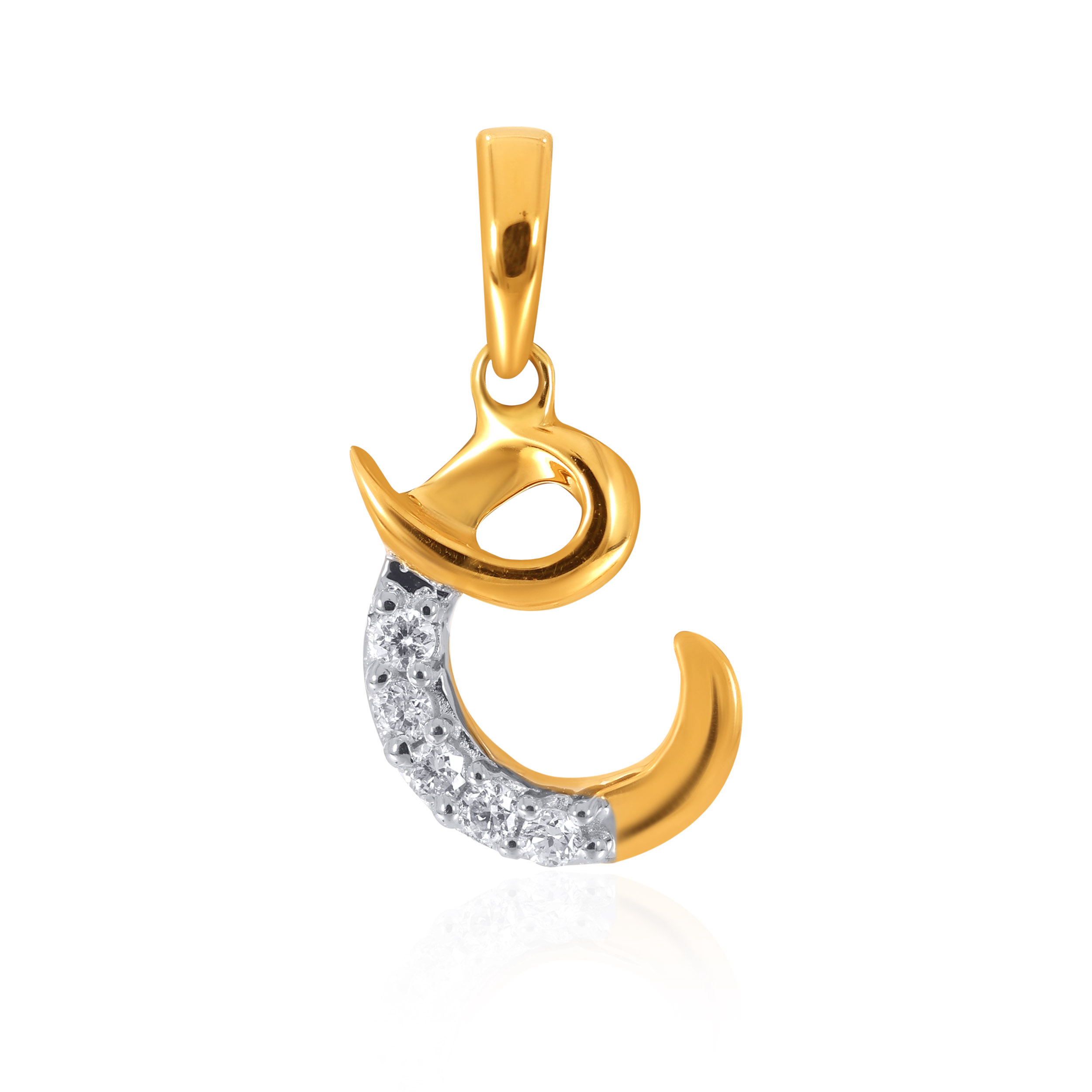 18K Yellow Gold C Alphabet Diamond Pendant-DPN-D000748630 - Senco Gold and Diamonds