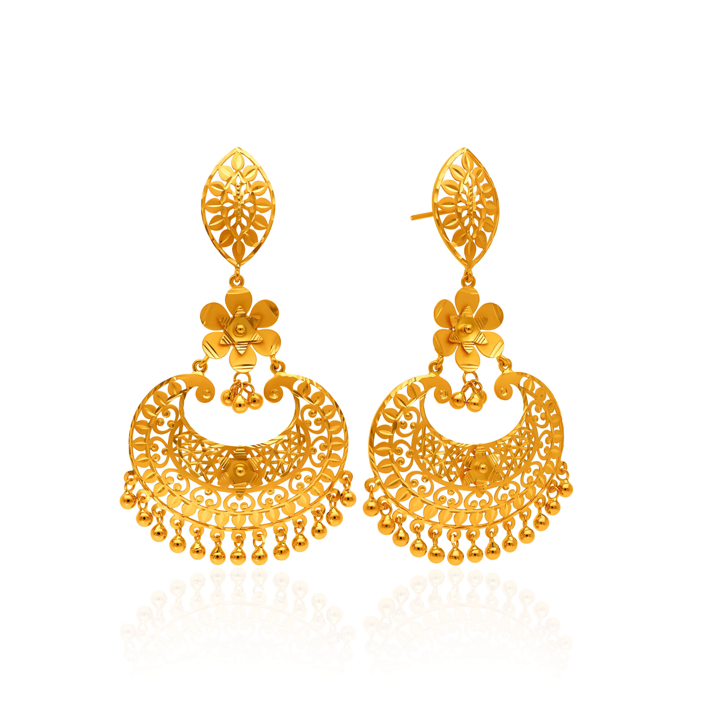 Bridal Bloom Gold Chand Bali Earrings - Senco Gold and Diamonds