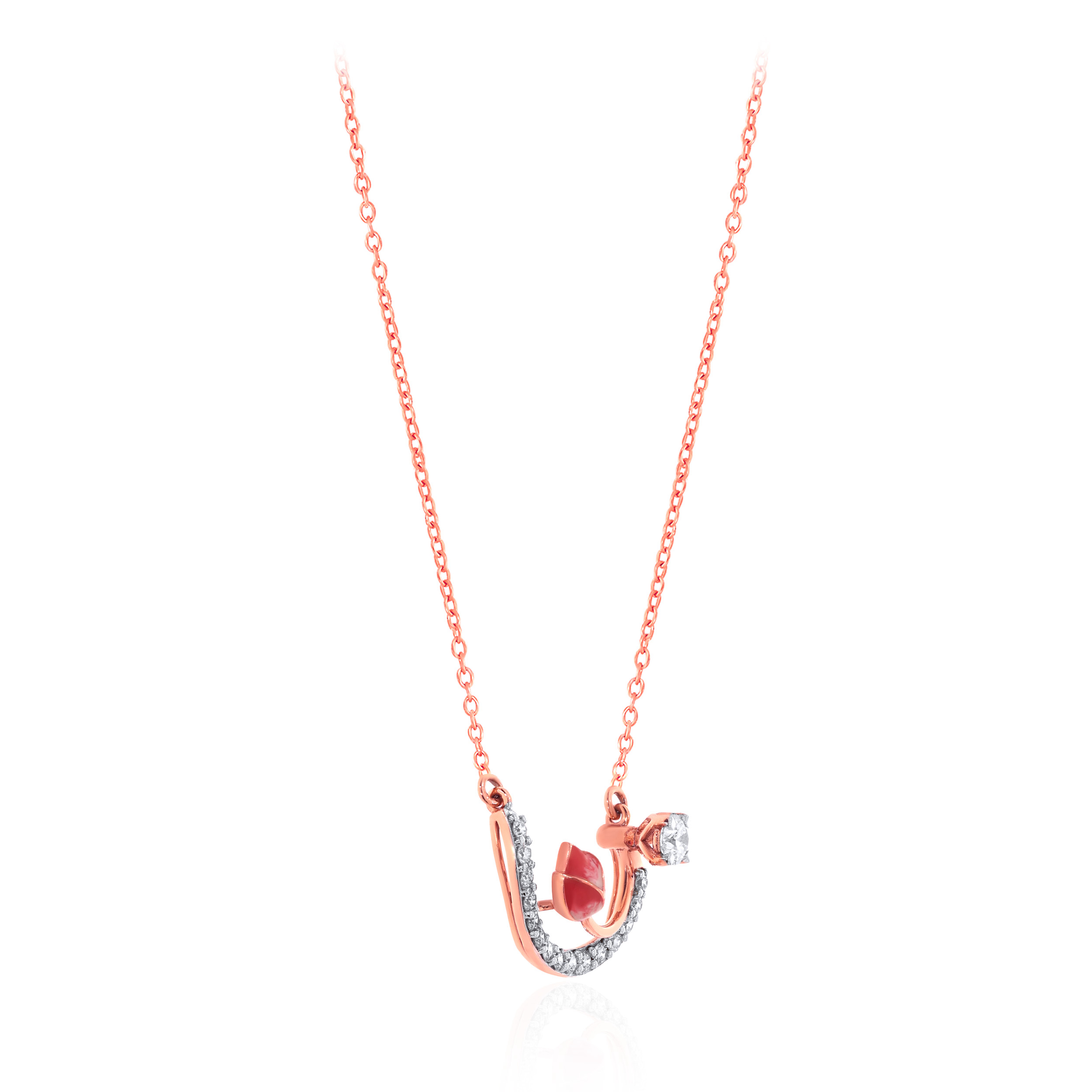 18K Rose Gold Diamond Chain Pendant-DCP-D000755136 - Senco Gold and Diamonds