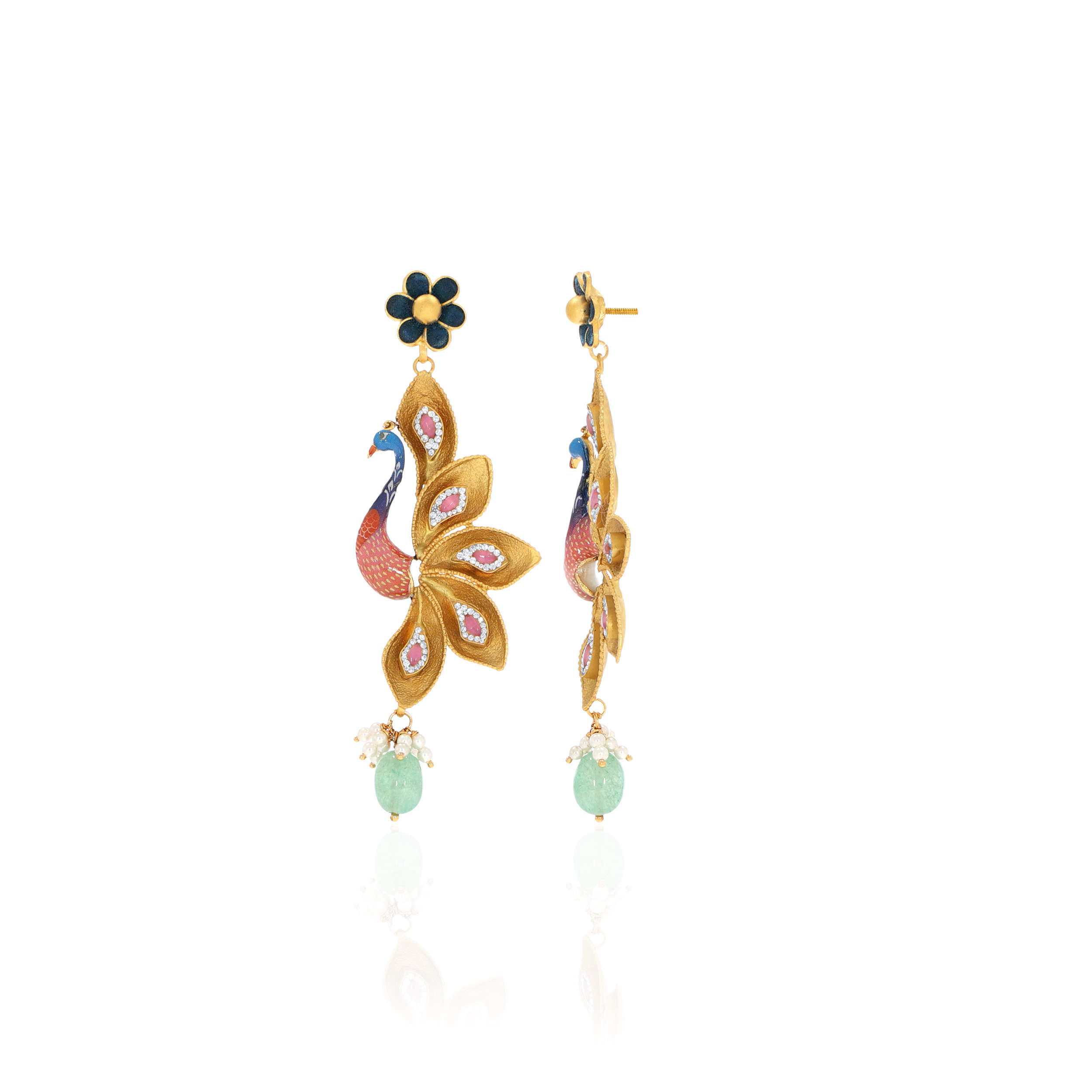 22K Yellow Gold Antique Kundan Drop Earrings-GPGN-D000769780 - Senco Gold and Diamonds