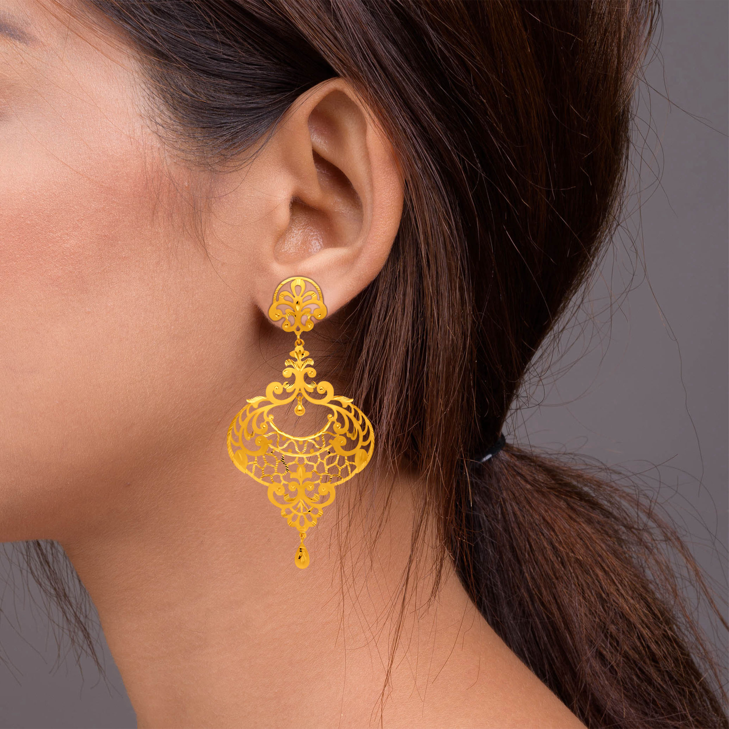 22K Yellow Gold Drop Earrings-GP-SAD0005019 - Senco Gold and Diamonds