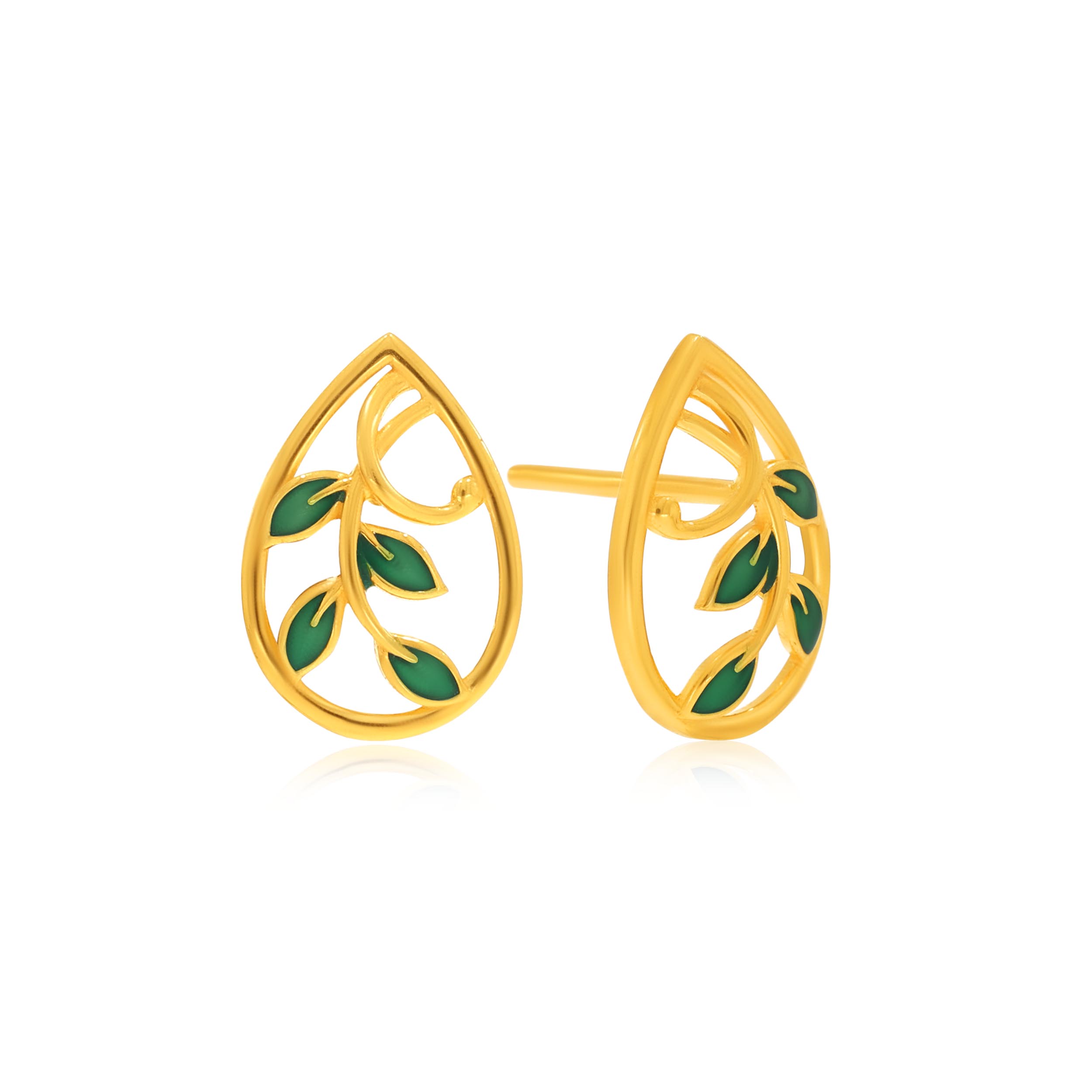 Leafy Drop Gold Studs - Senco Gold and Diamonds