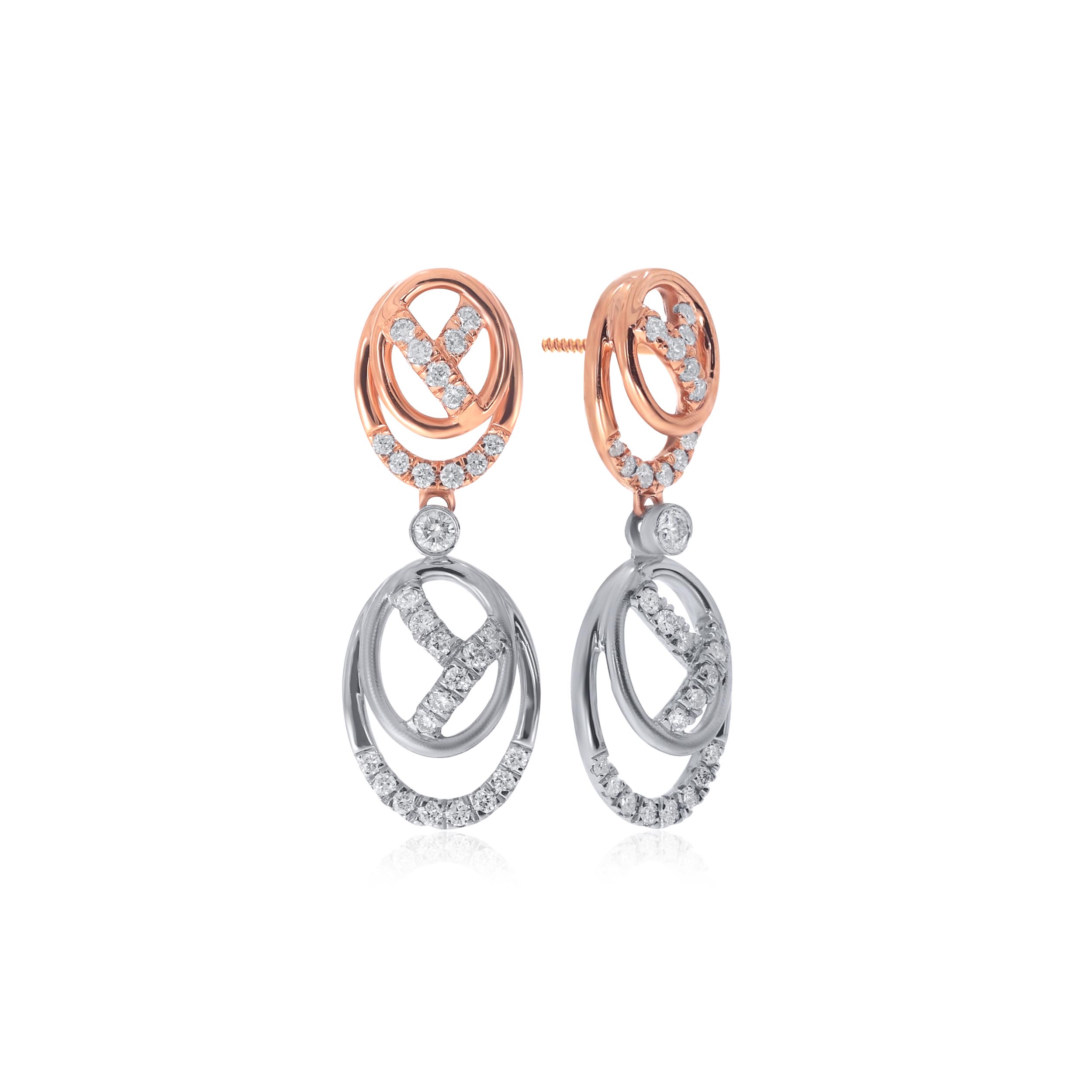 Dual Ellipse Platinum Danglers - Senco Gold and Diamonds