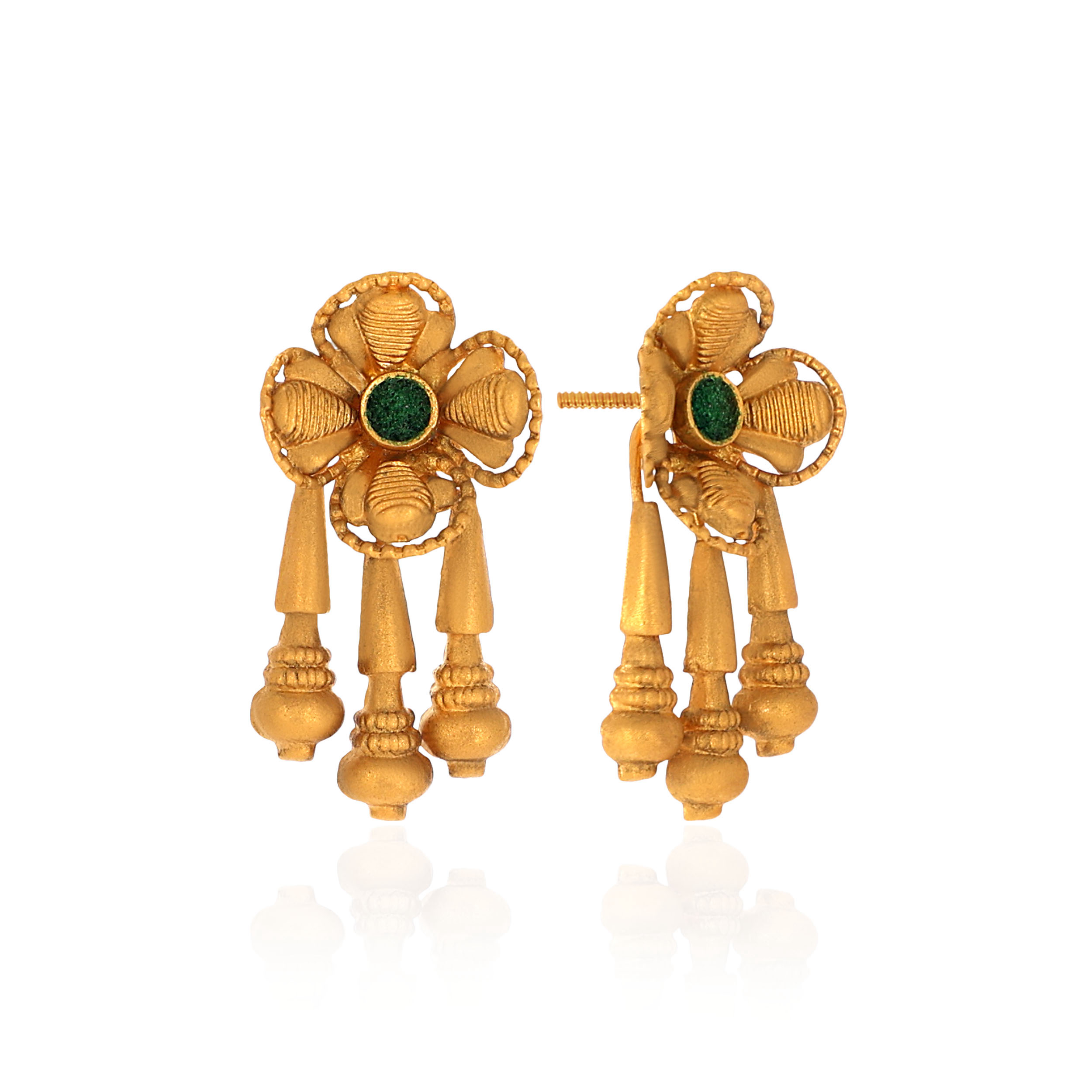 22K Yellow Gold Antique Kundan Studs Earrings-GPGN-D000779686 - Senco Gold and Diamonds