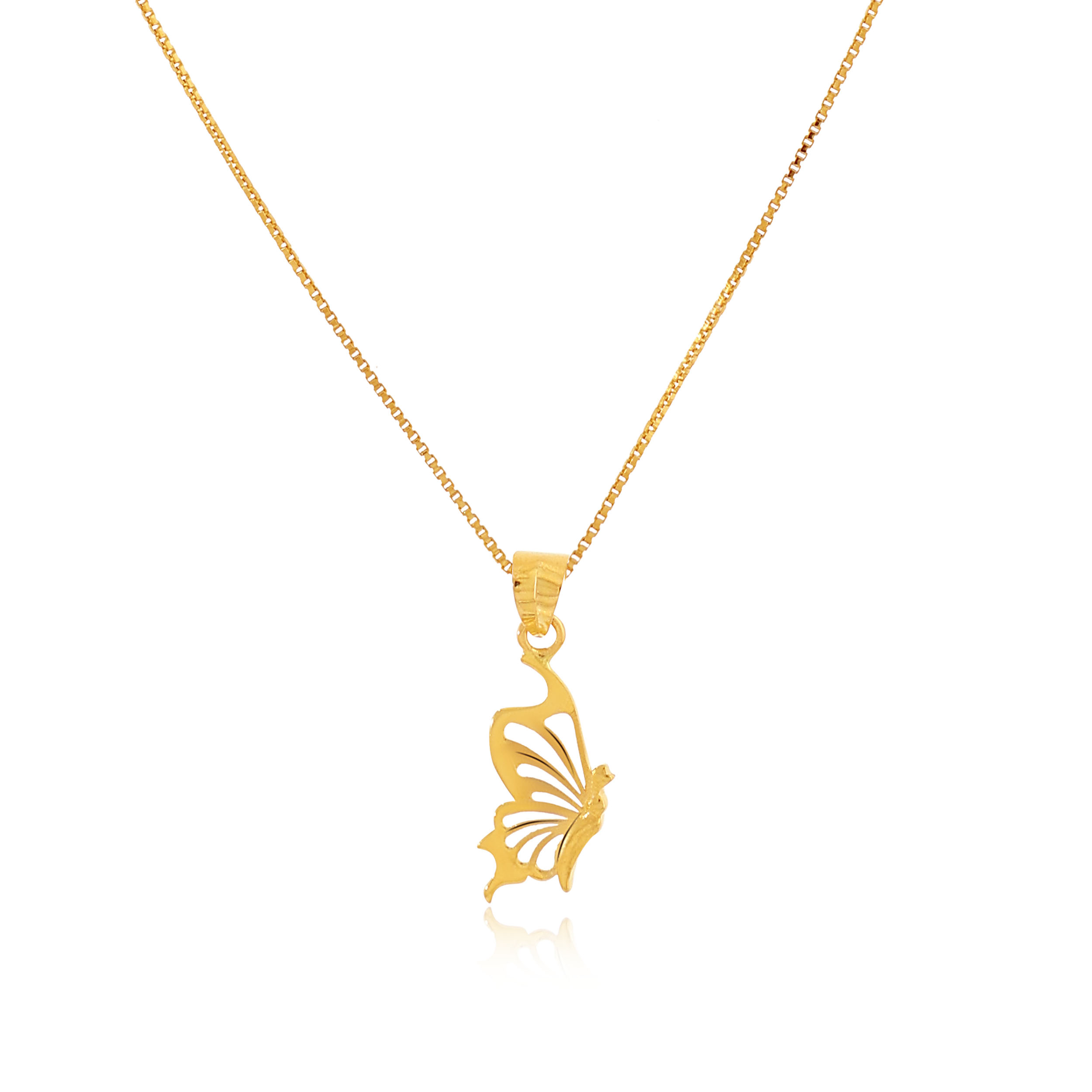 Dreamy Wings Gold Chain Pendant - Senco Gold and Diamonds
