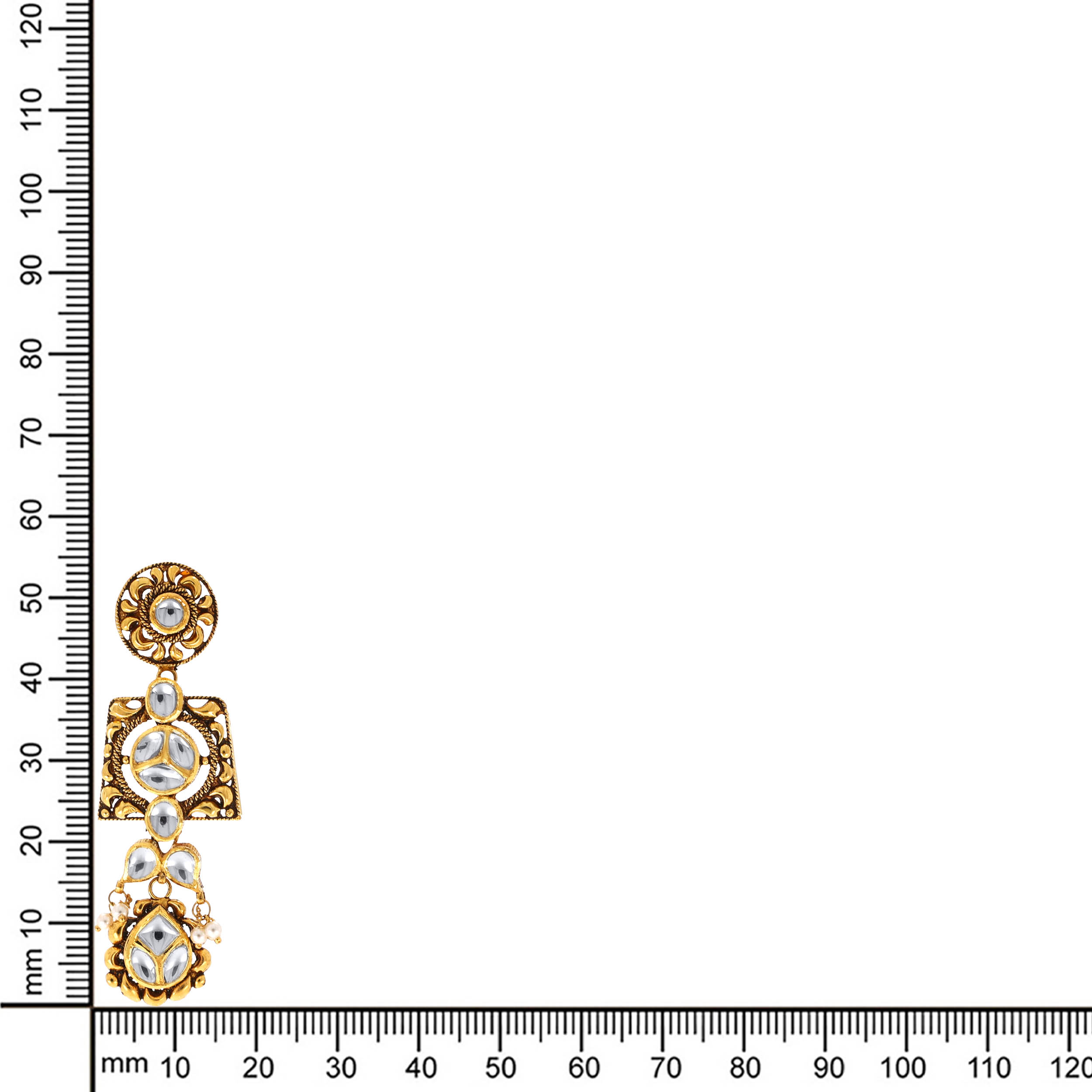 Conventional Art Antique Gold Kundan Danglers - Senco Gold and Diamonds