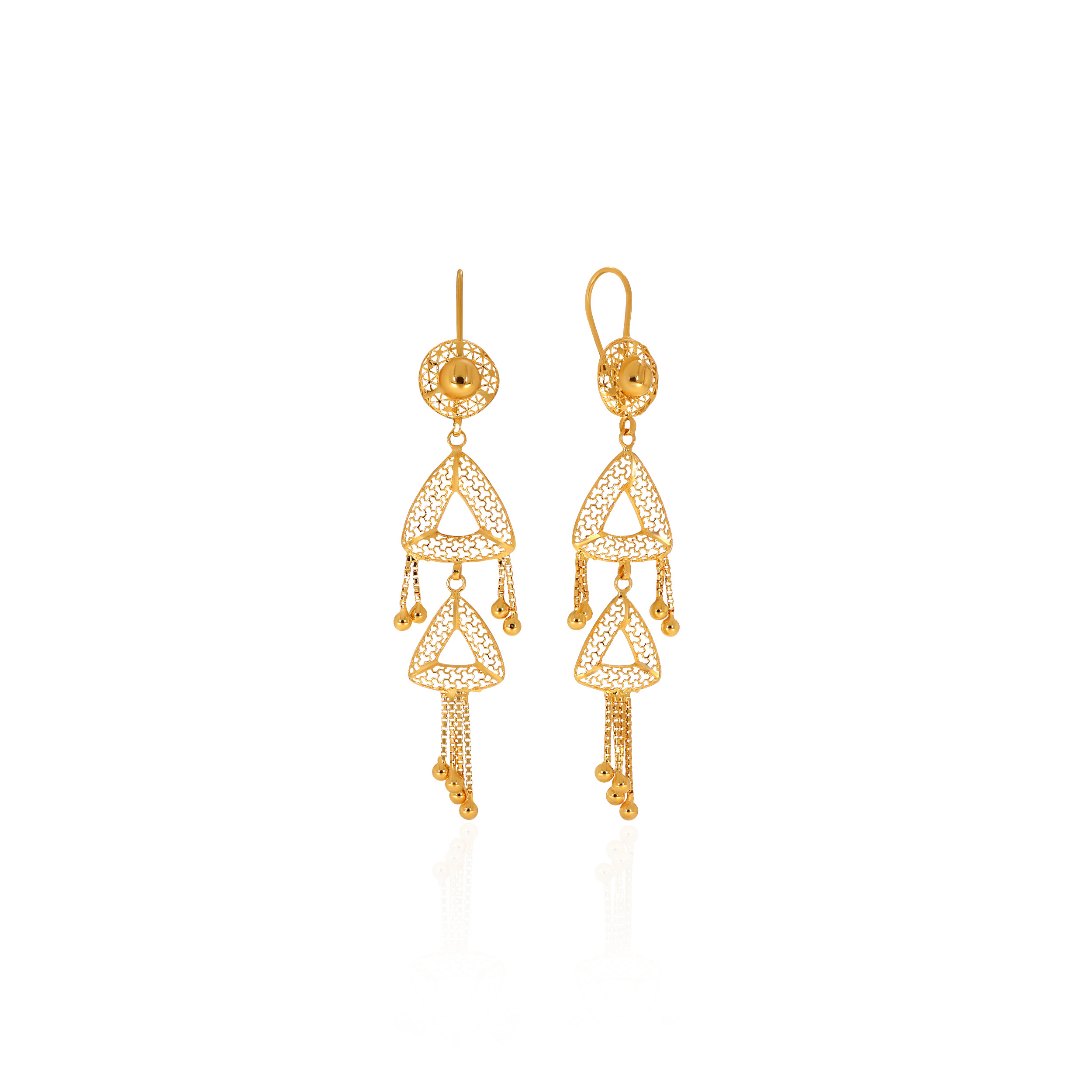 Radiant Trigon Gold Hoop Earrings - Senco Gold and Diamonds