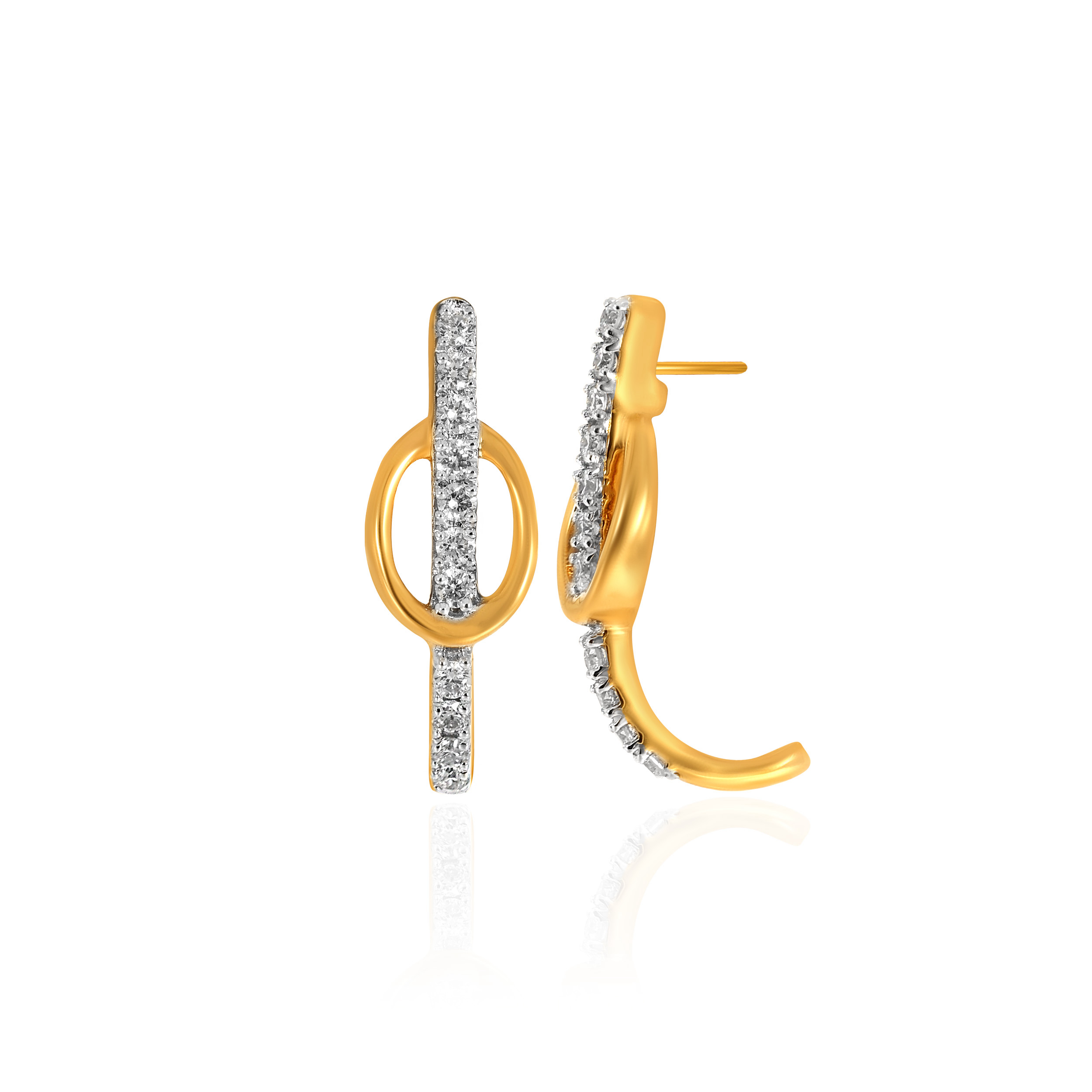 Sleek Radiance Diamond Hoop Earrings - Senco Gold and Diamonds