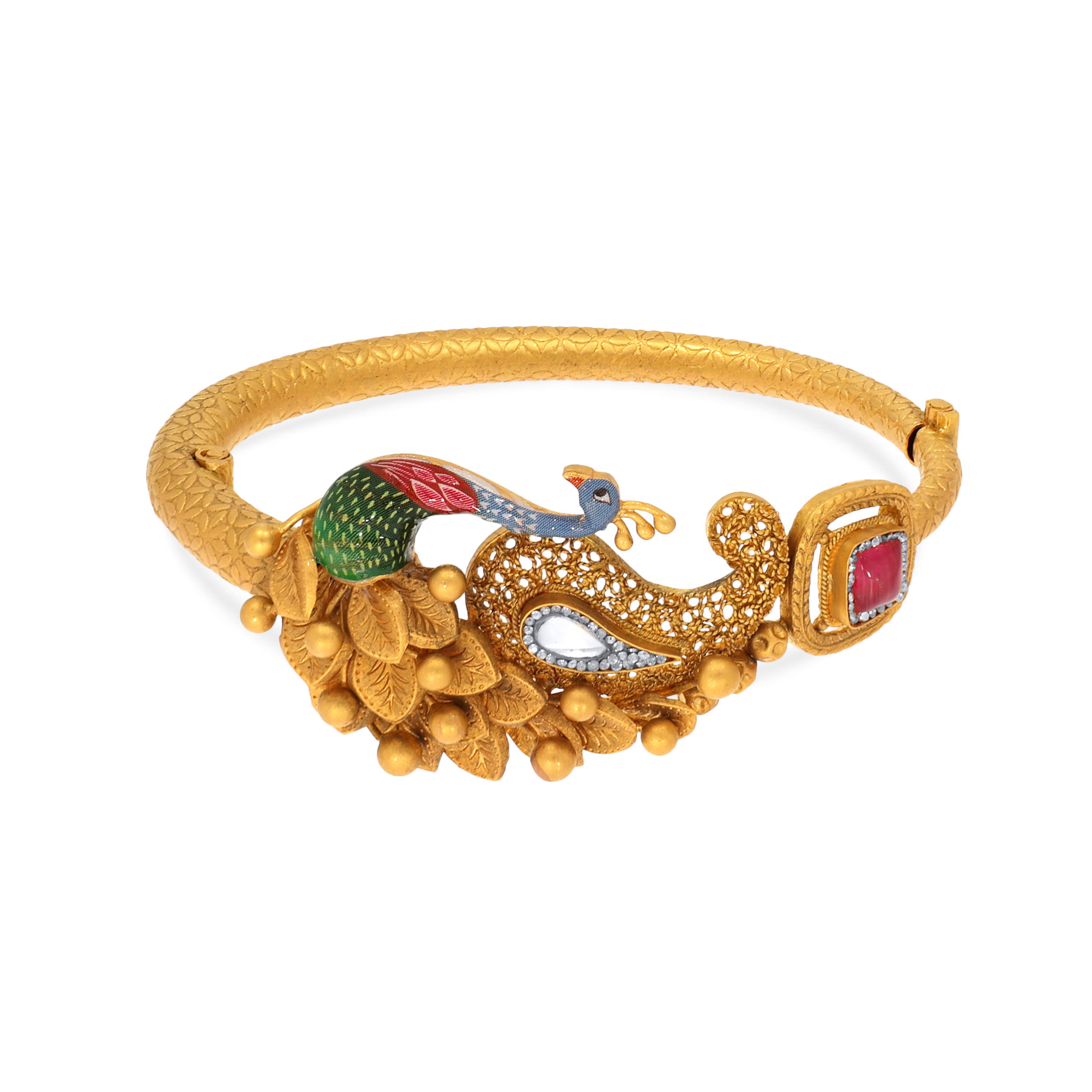 22K Yellow Gold Antique Kundan Bangle-GCH-D000760639 - Senco Gold and Diamonds
