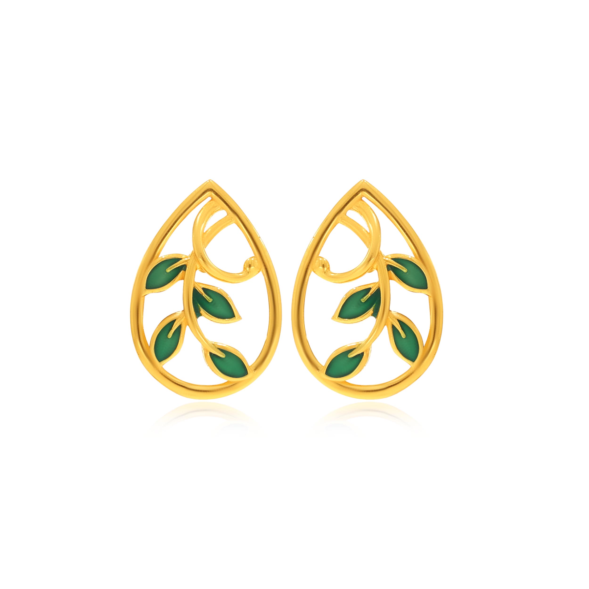 Leafy Drop Gold Studs - Senco Gold and Diamonds