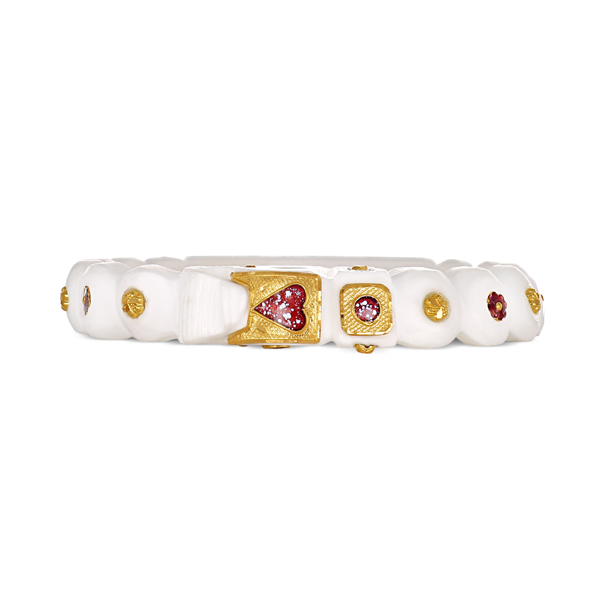 Ivory Vermillion Gold Sankha Bangle - Senco Gold and Diamonds
