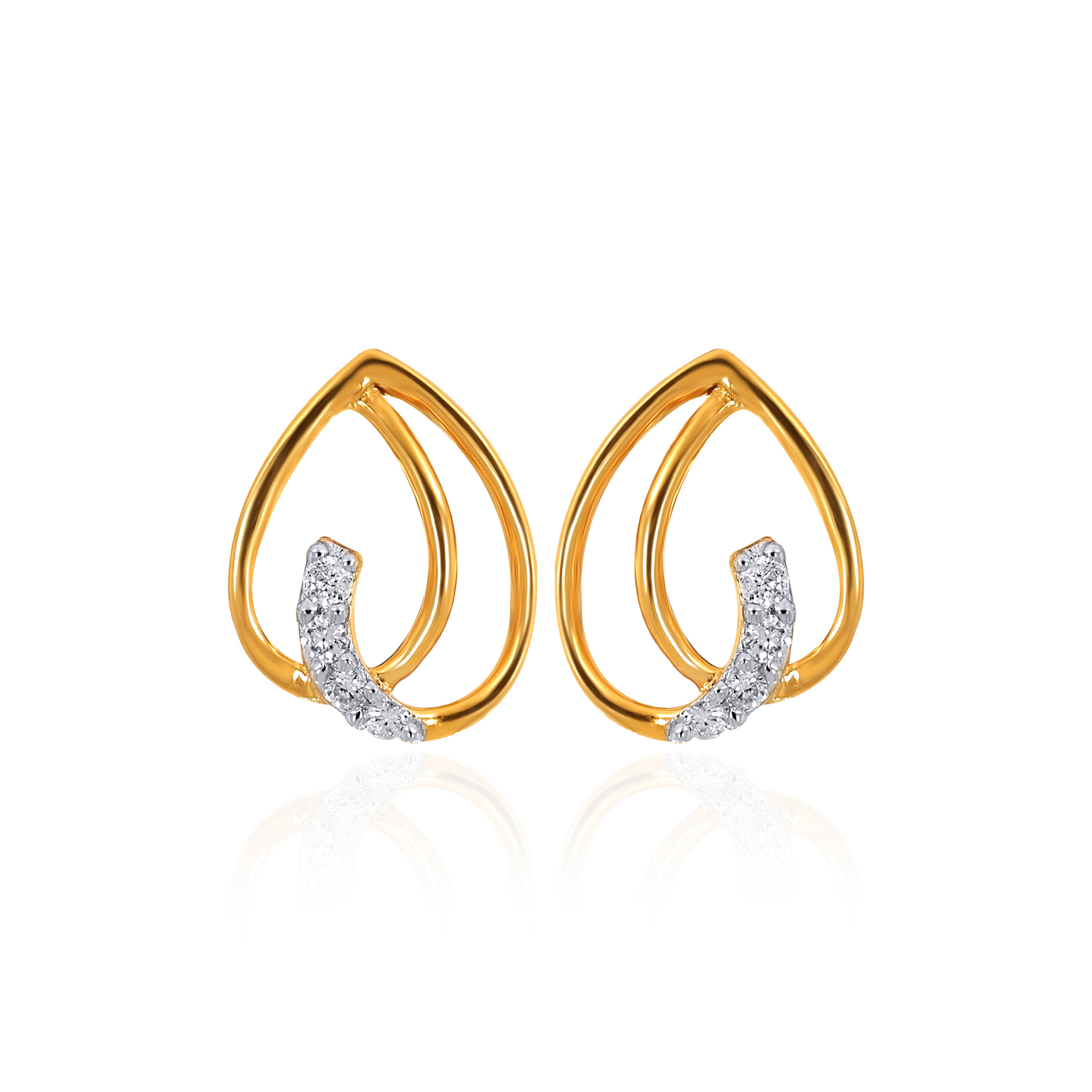Teardrop Curve Diamond Studs - Senco Gold and Diamonds