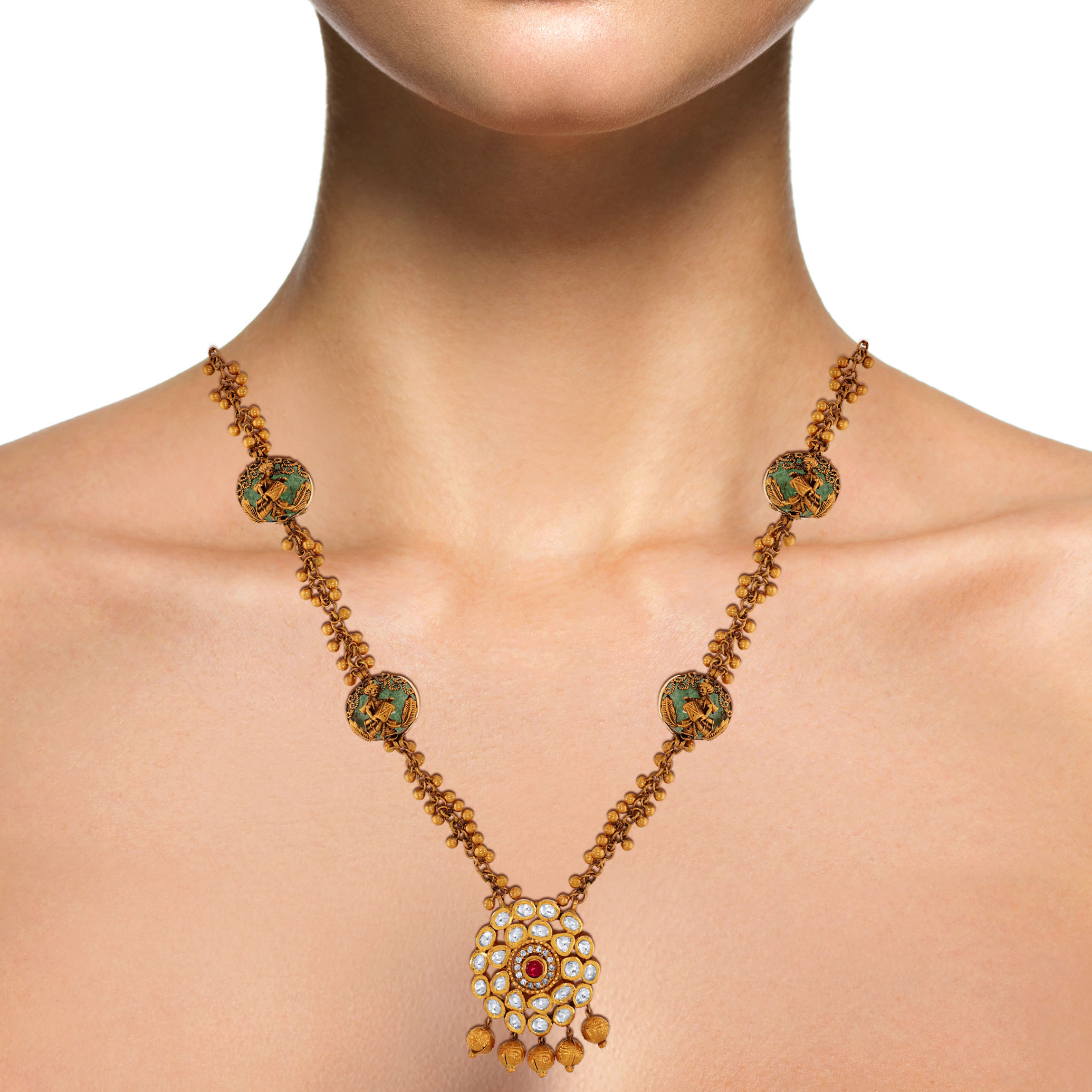 22K Yellow Gold Kundan Necklace-GN-D000788435 - Senco Gold and Diamonds