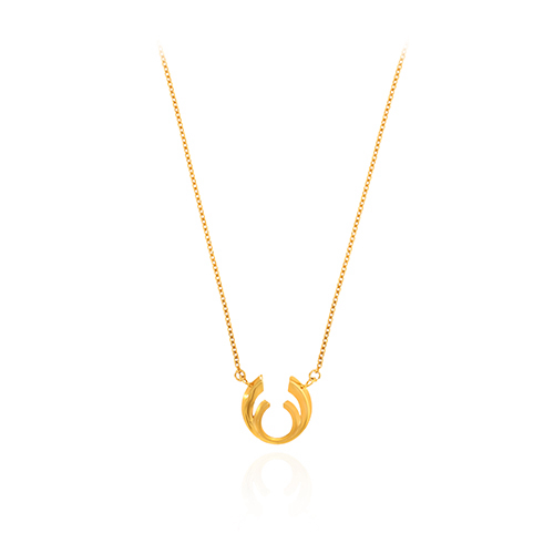 Crescent Loop Gold Chain Pendant - Senco Gold and Diamonds