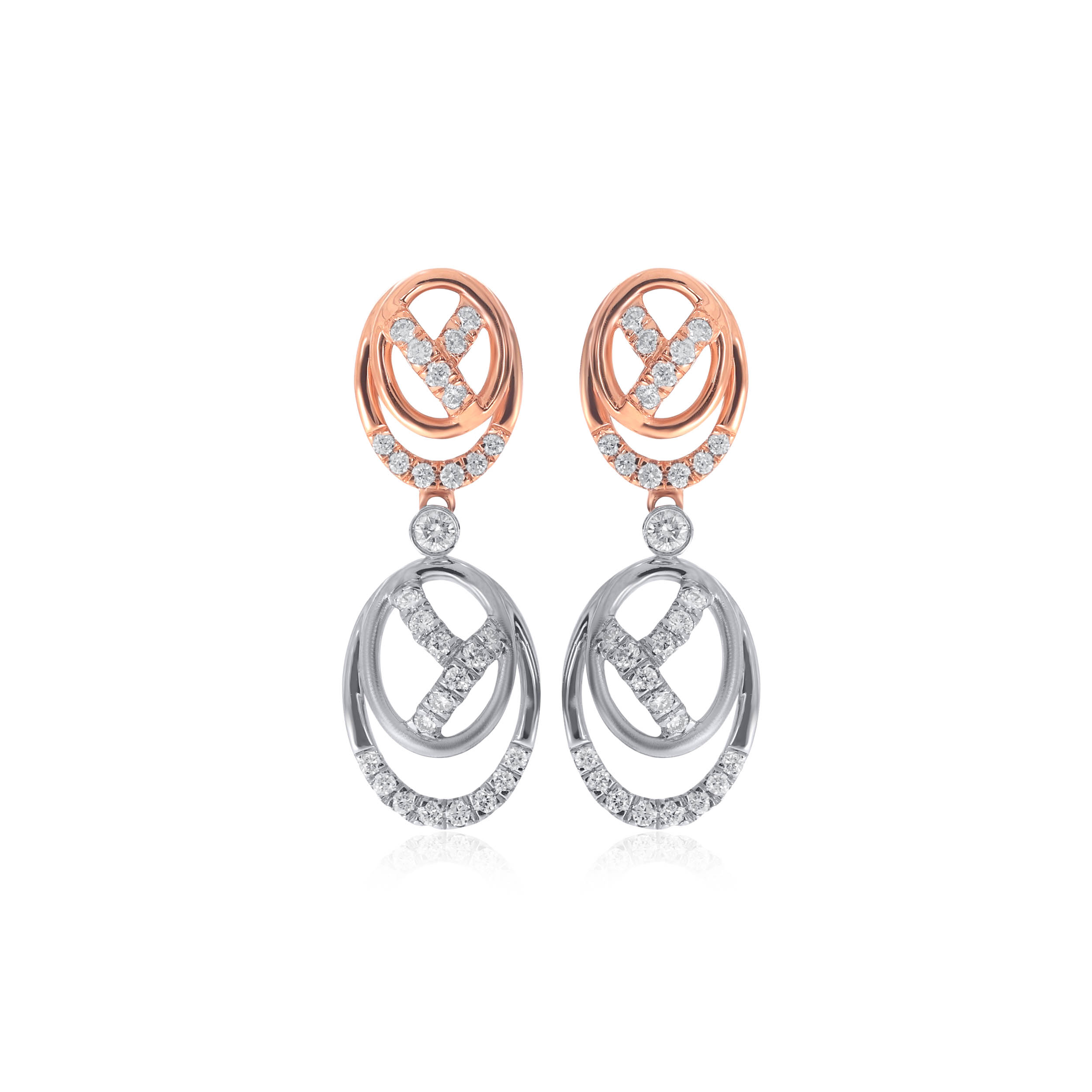 Dual Ellipse Platinum Danglers - Senco Gold and Diamonds