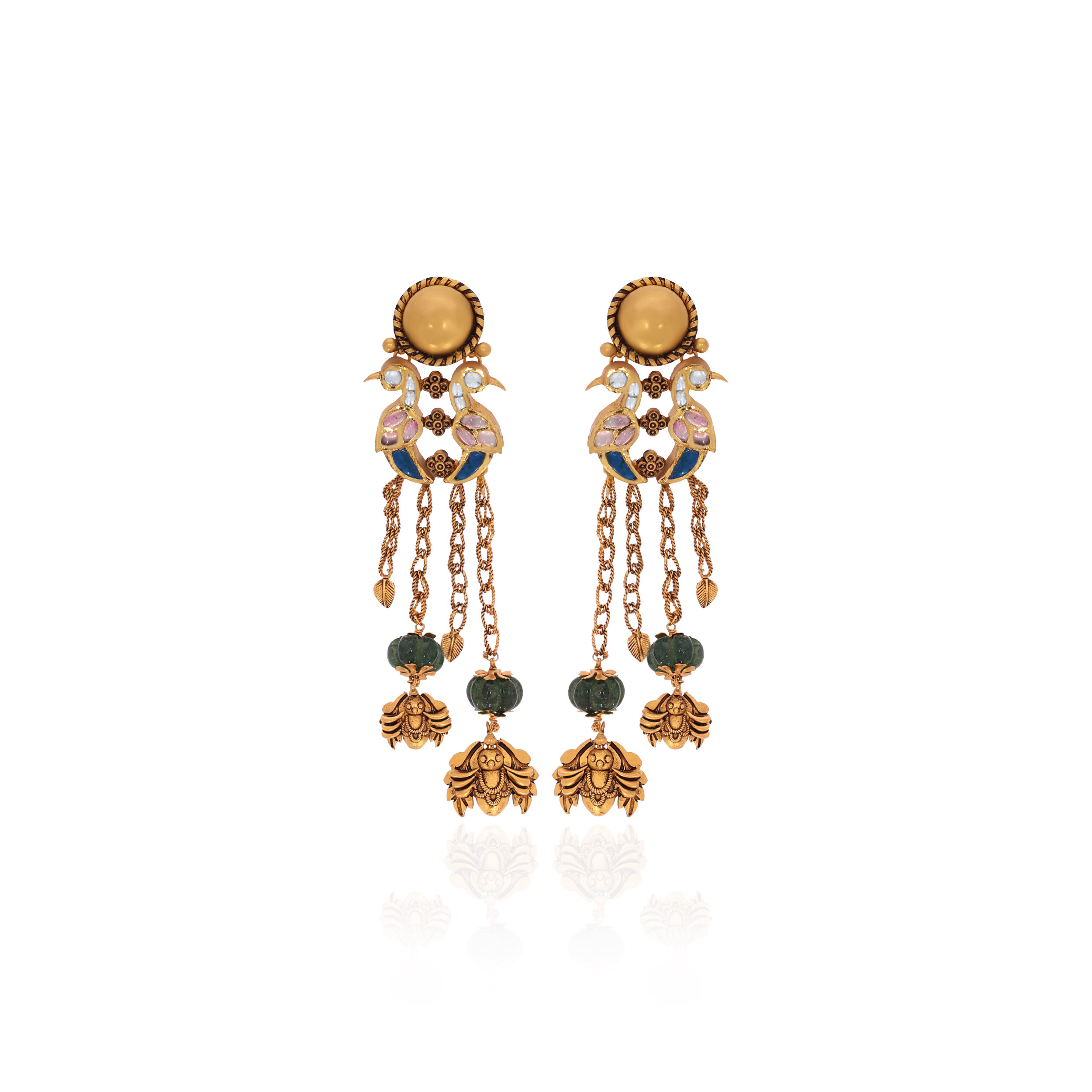 22K Yellow Gold Kundan Drop Earrings-GPGN-D000788457 - Senco Gold and Diamonds