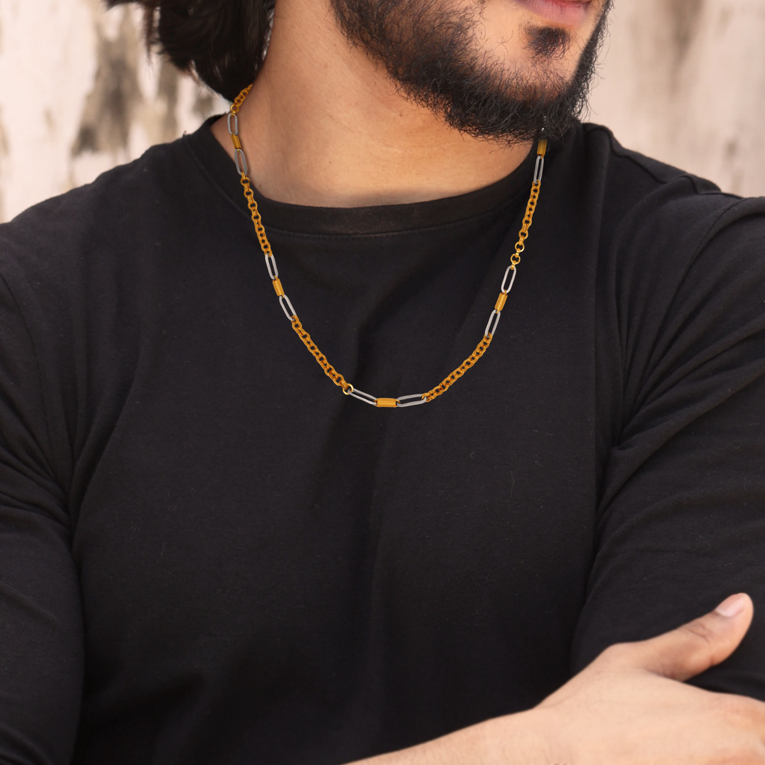 Solaris Dual-Tone Men's Gold Chain - Senco Gold and Diamonds