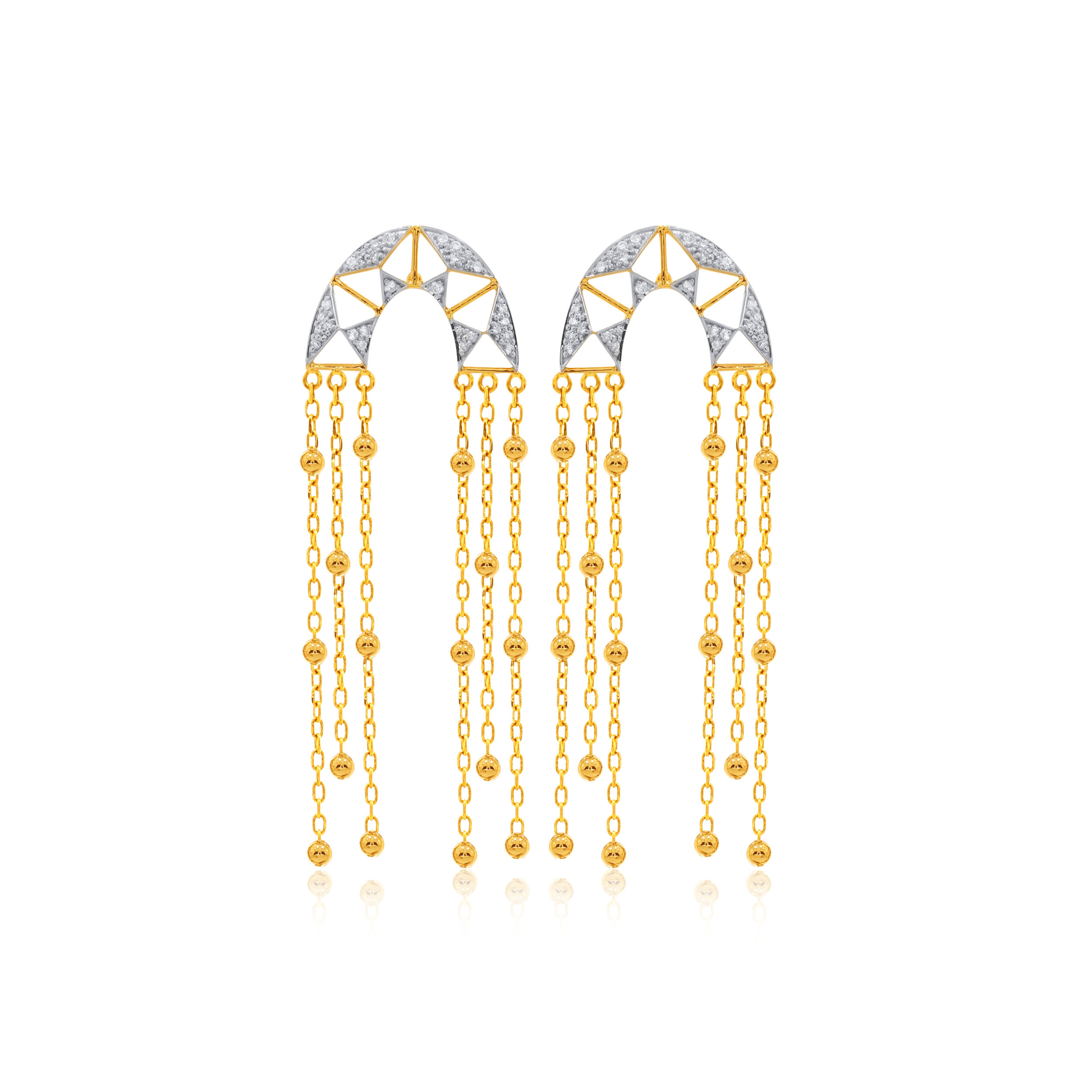 Warli Shimmer Diamond Long Earrings - Senco Gold and Diamonds
