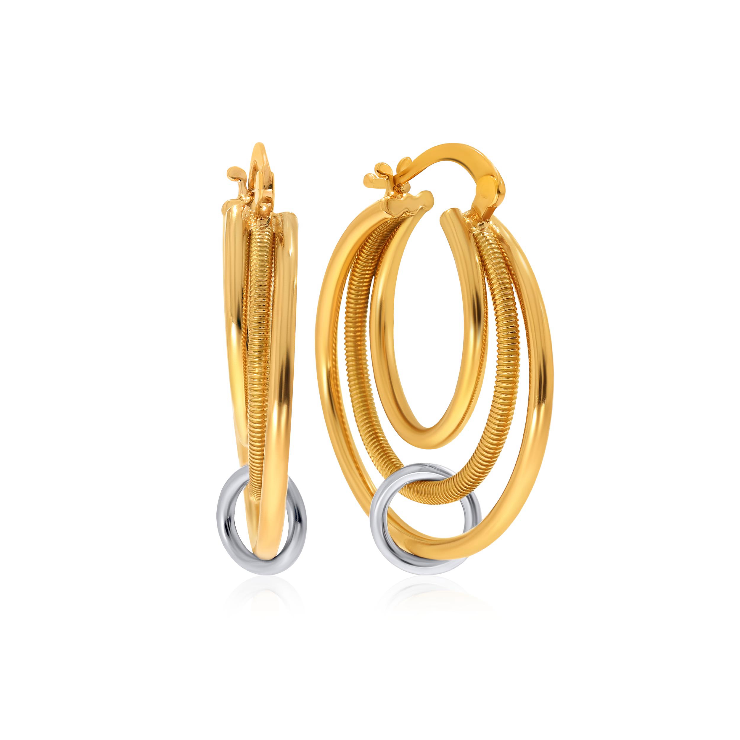 Glamorous Trio Gold Hoop Earrings - Senco Gold and Diamonds
