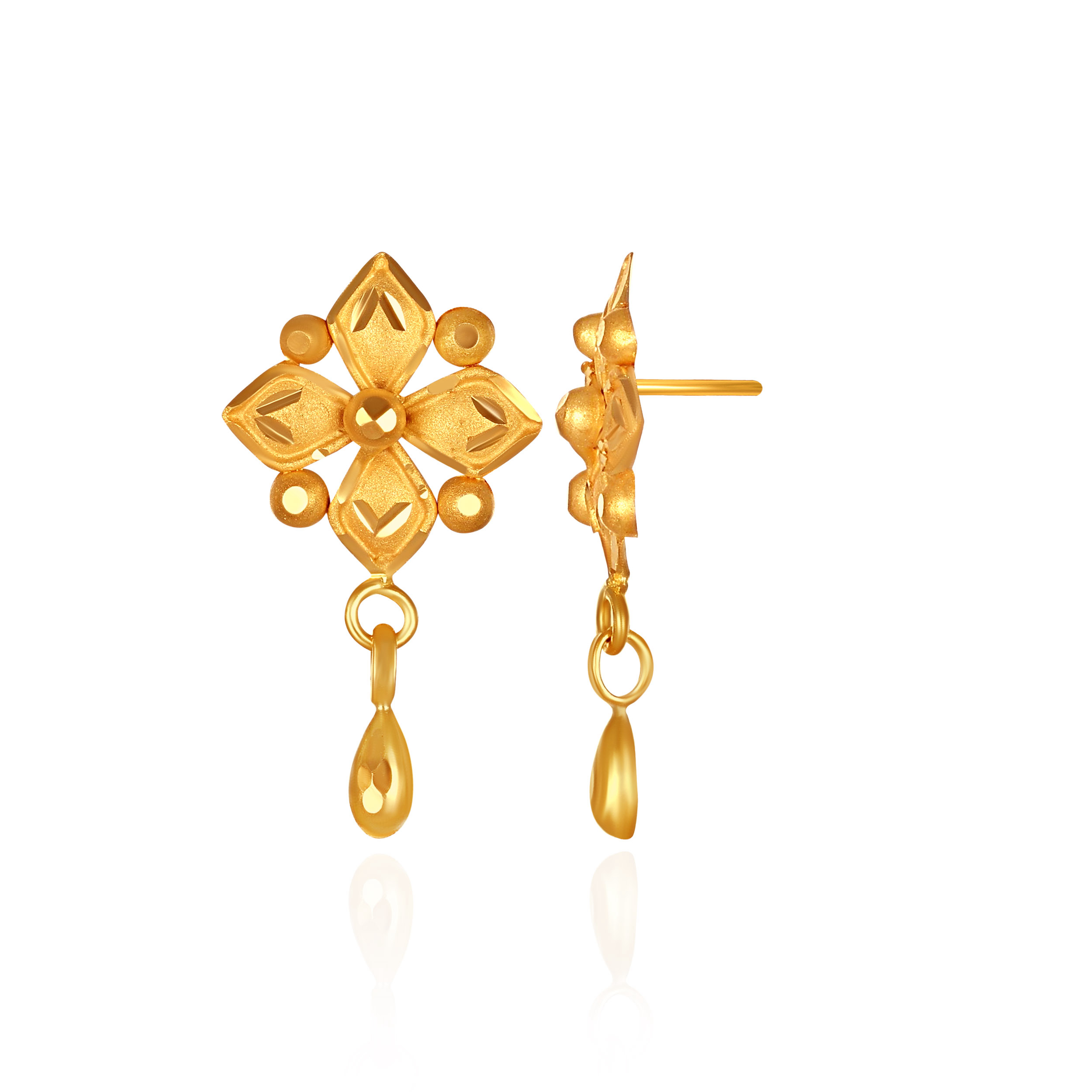 Elegant Heritage Floral Gold Drops - Senco Gold and Diamonds