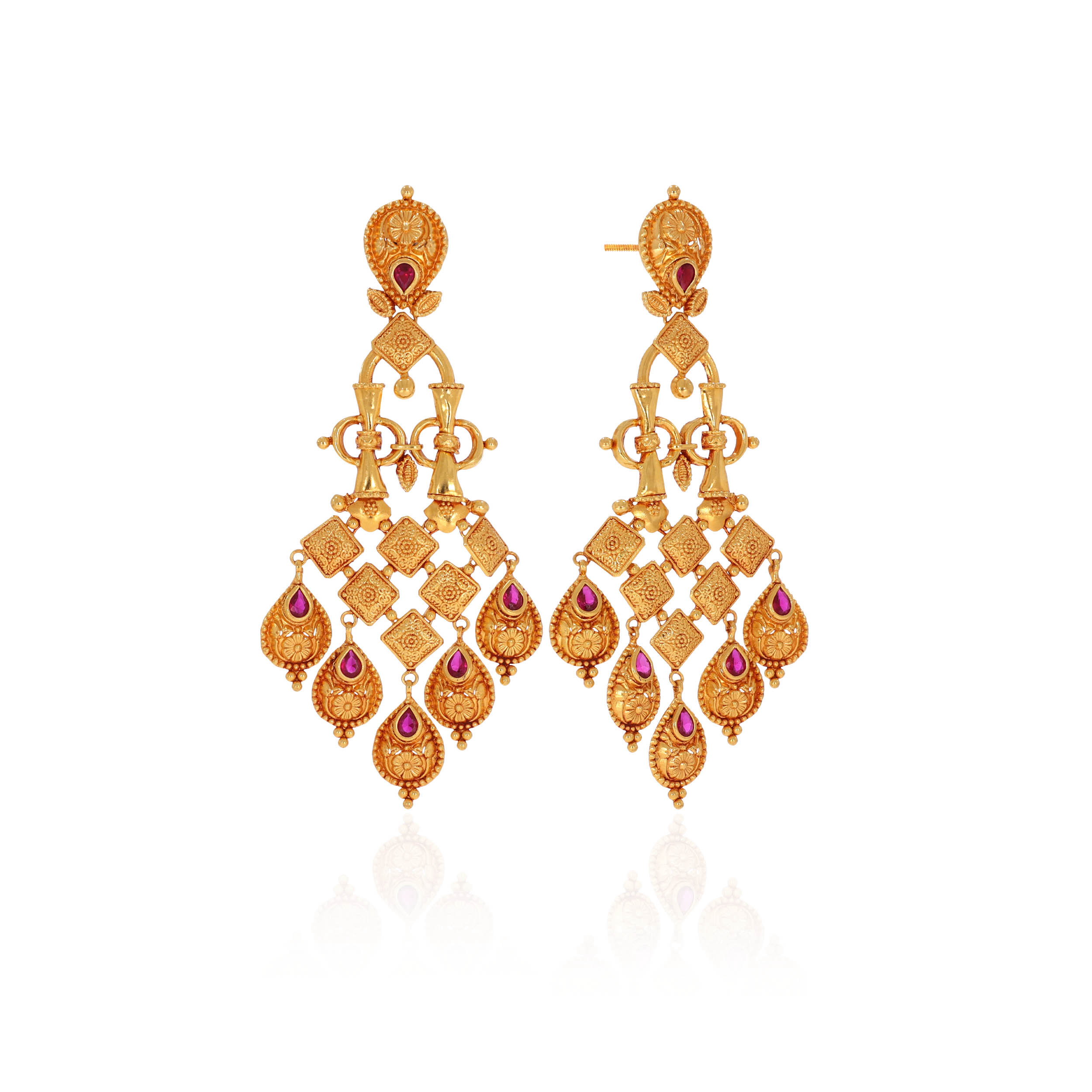 22K Yellow Gold Drop Earrings-GPGN-SAD0005333 - Senco Gold and Diamonds