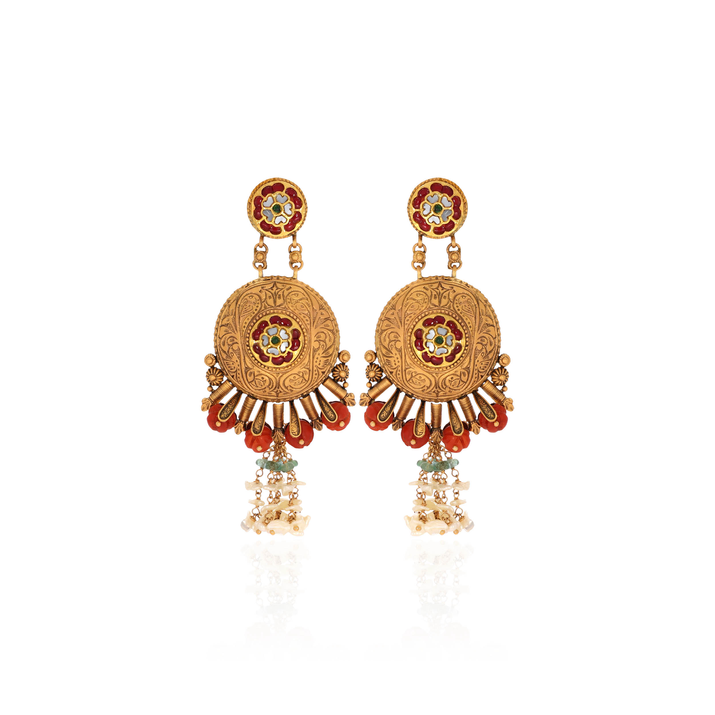 22K Yellow Gold Kundan Earrings-GPGN-D000788484 - Senco Gold and Diamonds