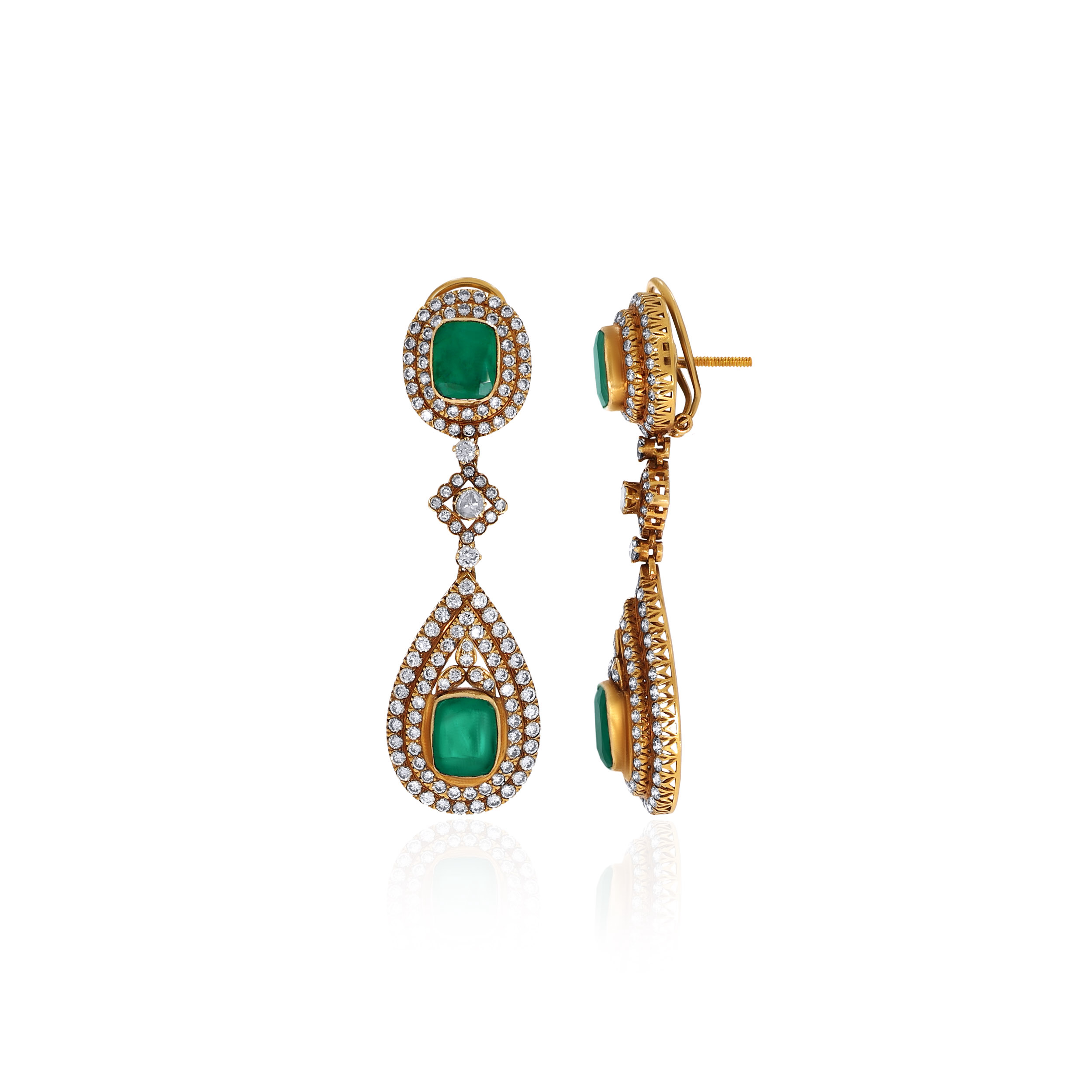 18K Yellow Gold Polki Diamond Earrings-DT-D000788818 - Senco Gold and Diamonds