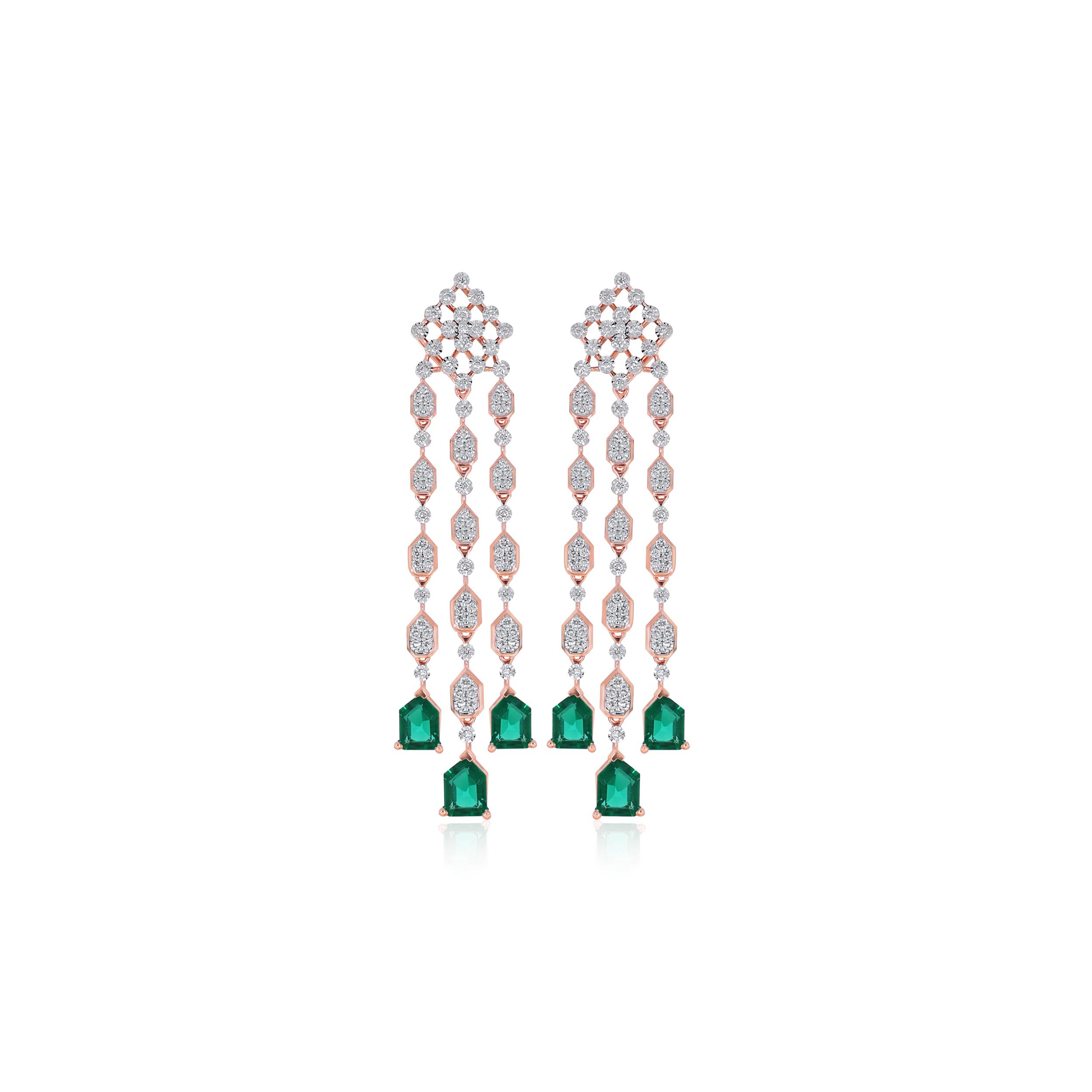 Trio Fall Diamond Long Earrings - Senco Gold and Diamonds