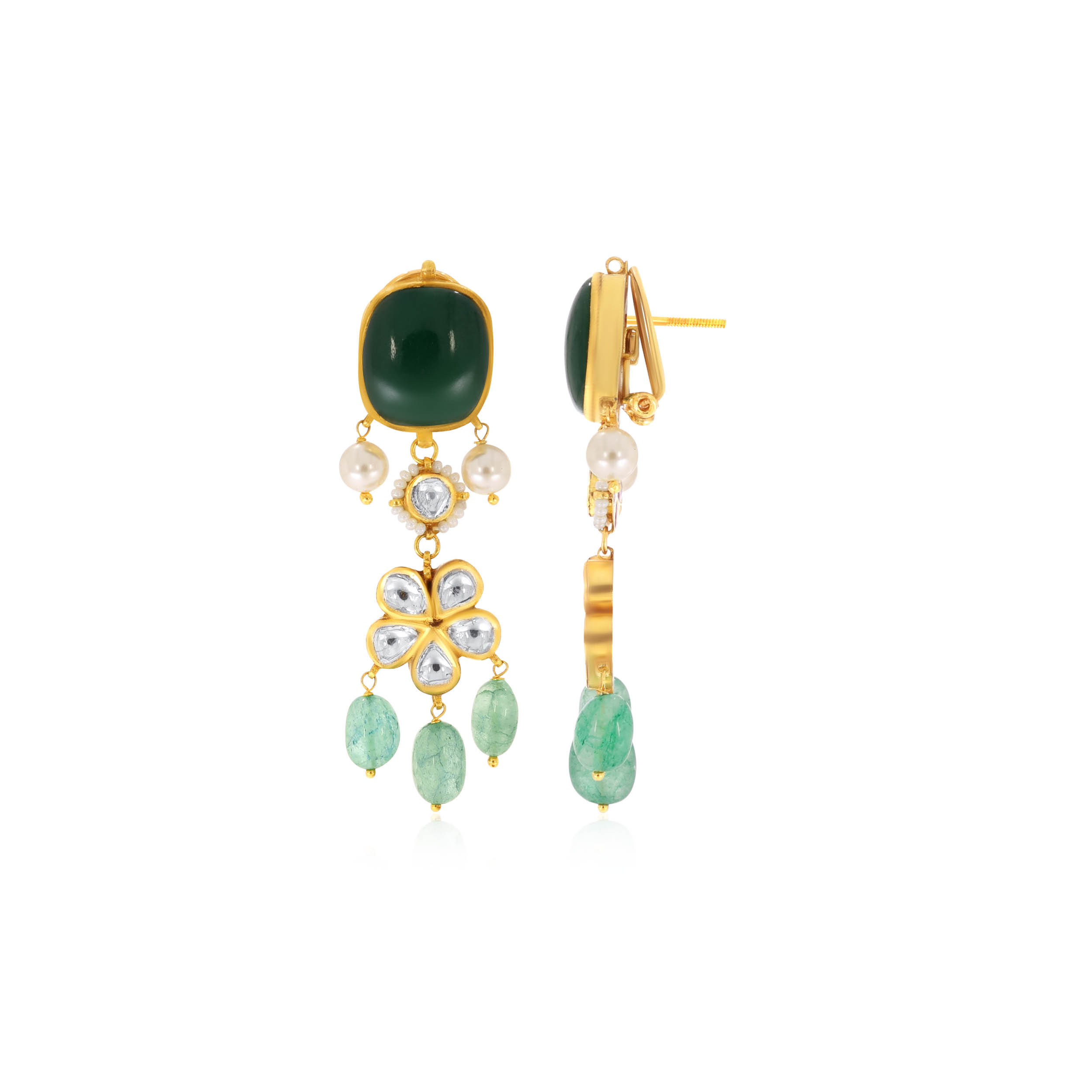 Floral Whispers Polki Earrings - Senco Gold and Diamonds