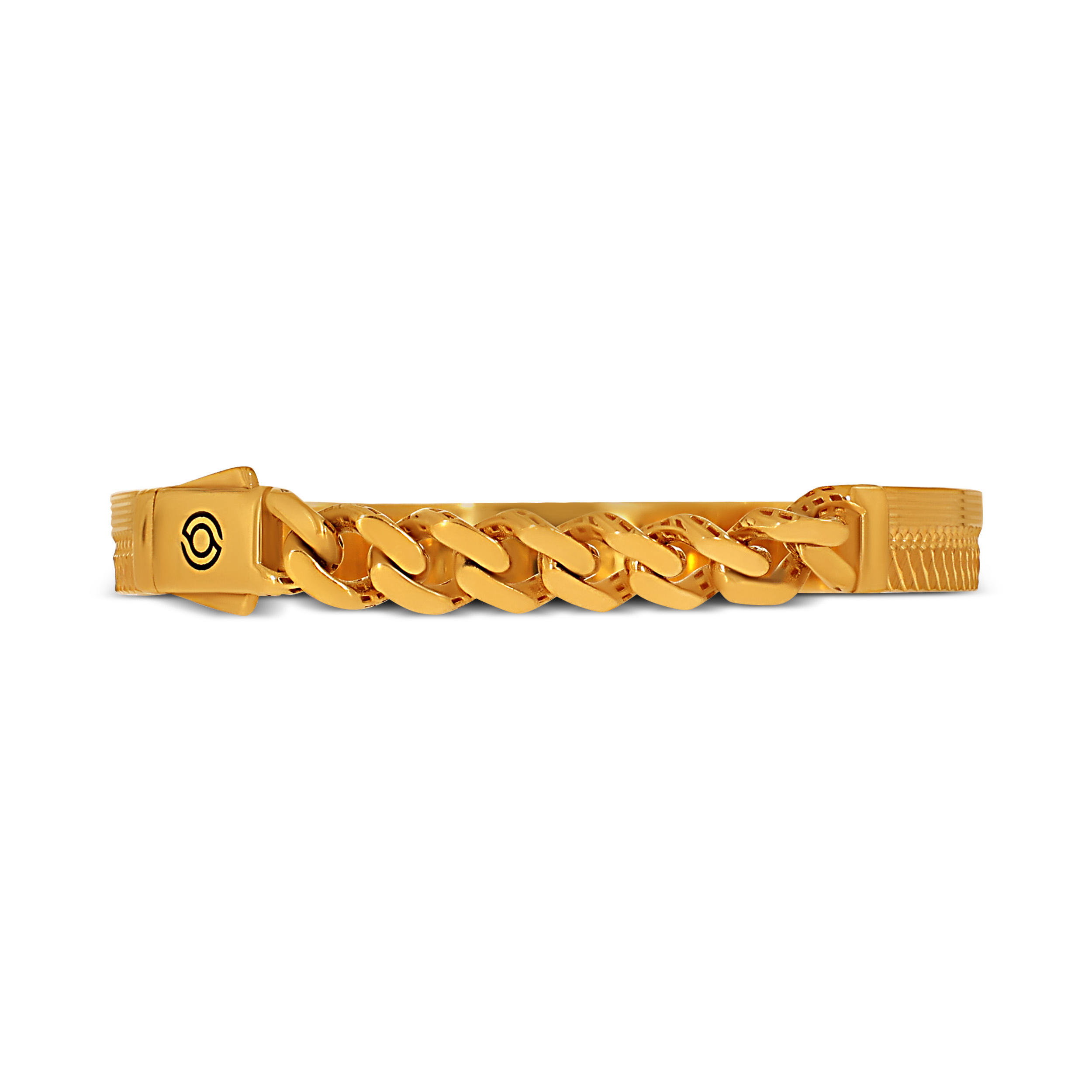 Textured Cuban-Link Gold Men's Wristlet - Senco Gold and Diamonds