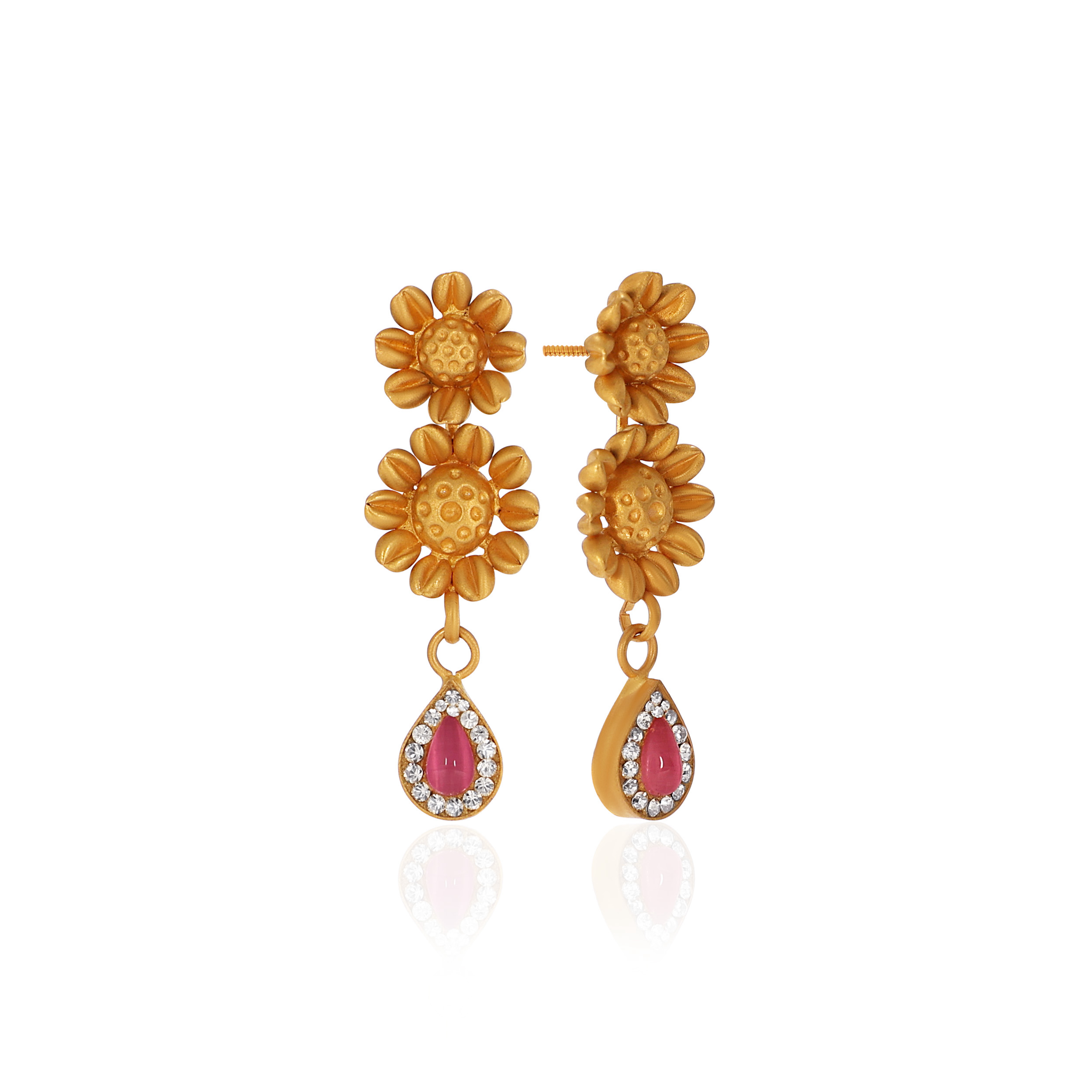22K Yellow Gold Antique Kundan Drop Earrings-GPGN-D000779687 - Senco Gold and Diamonds
