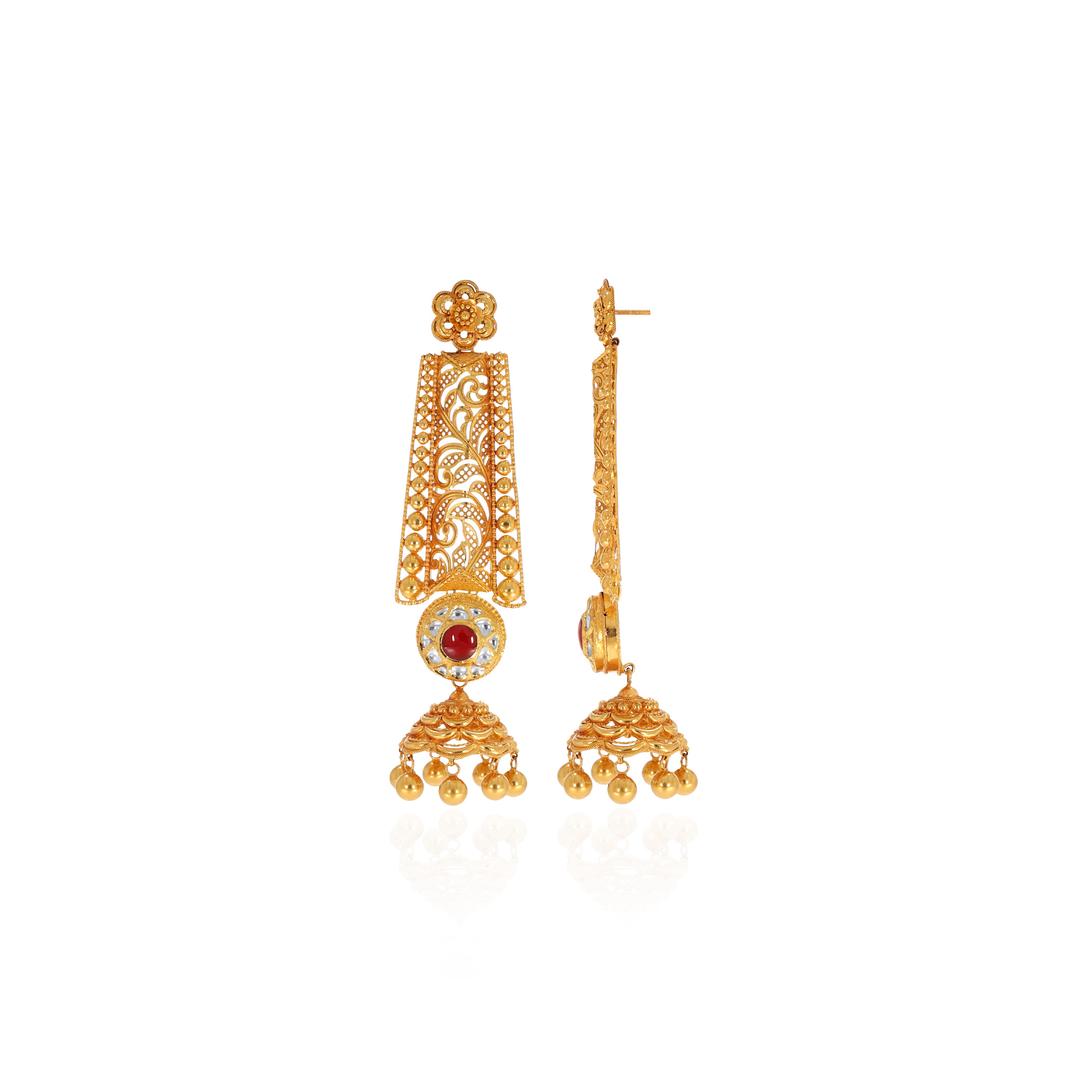 Traditional Art Antique Gold Kundan Danglers - Senco Gold and Diamonds