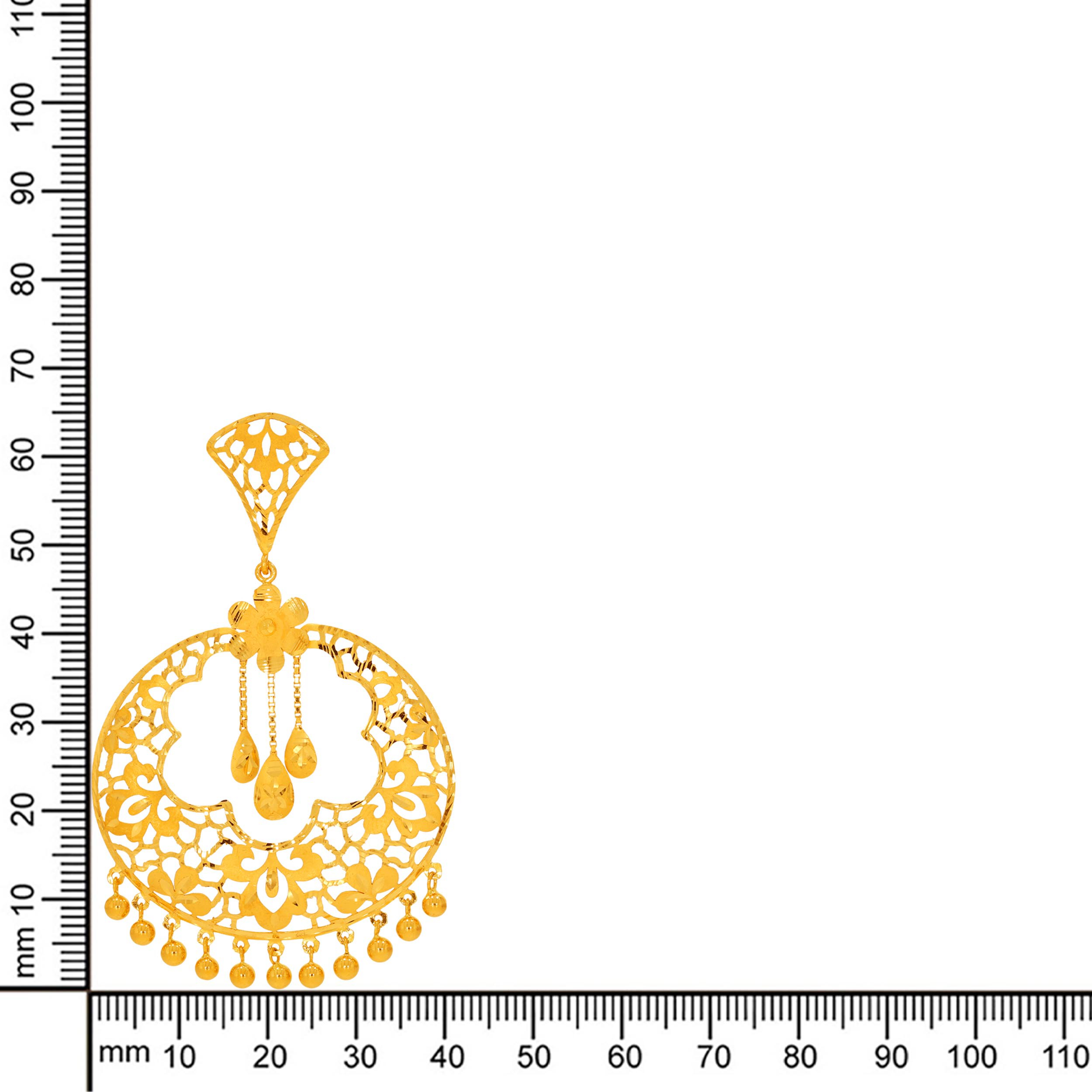 Delicate Bloom Gold Chandbali Earrings - Senco Gold and Diamonds