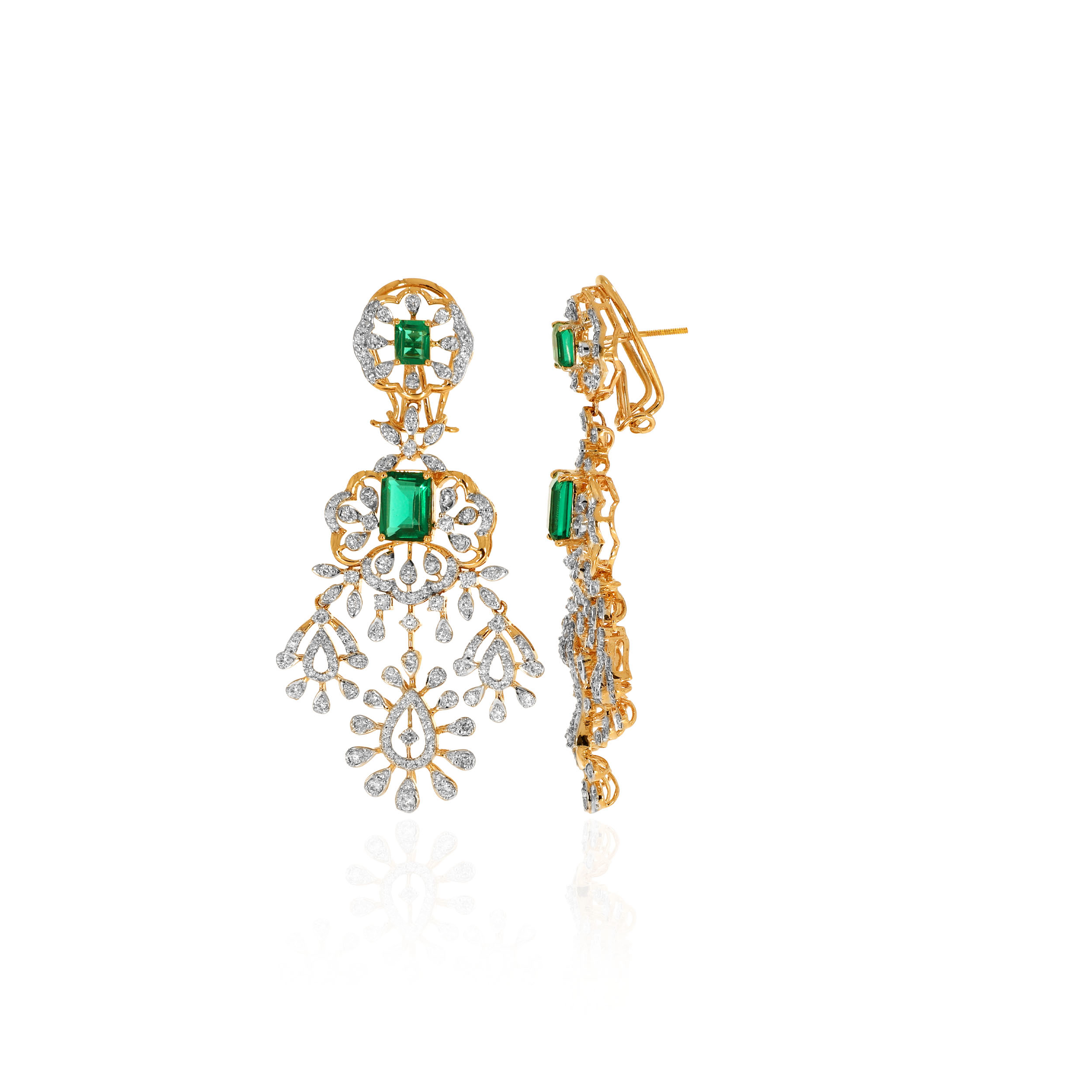 14K Yellow Gold Diamond Drop Earrings-DTGN-D000786046 - Senco Gold and Diamonds