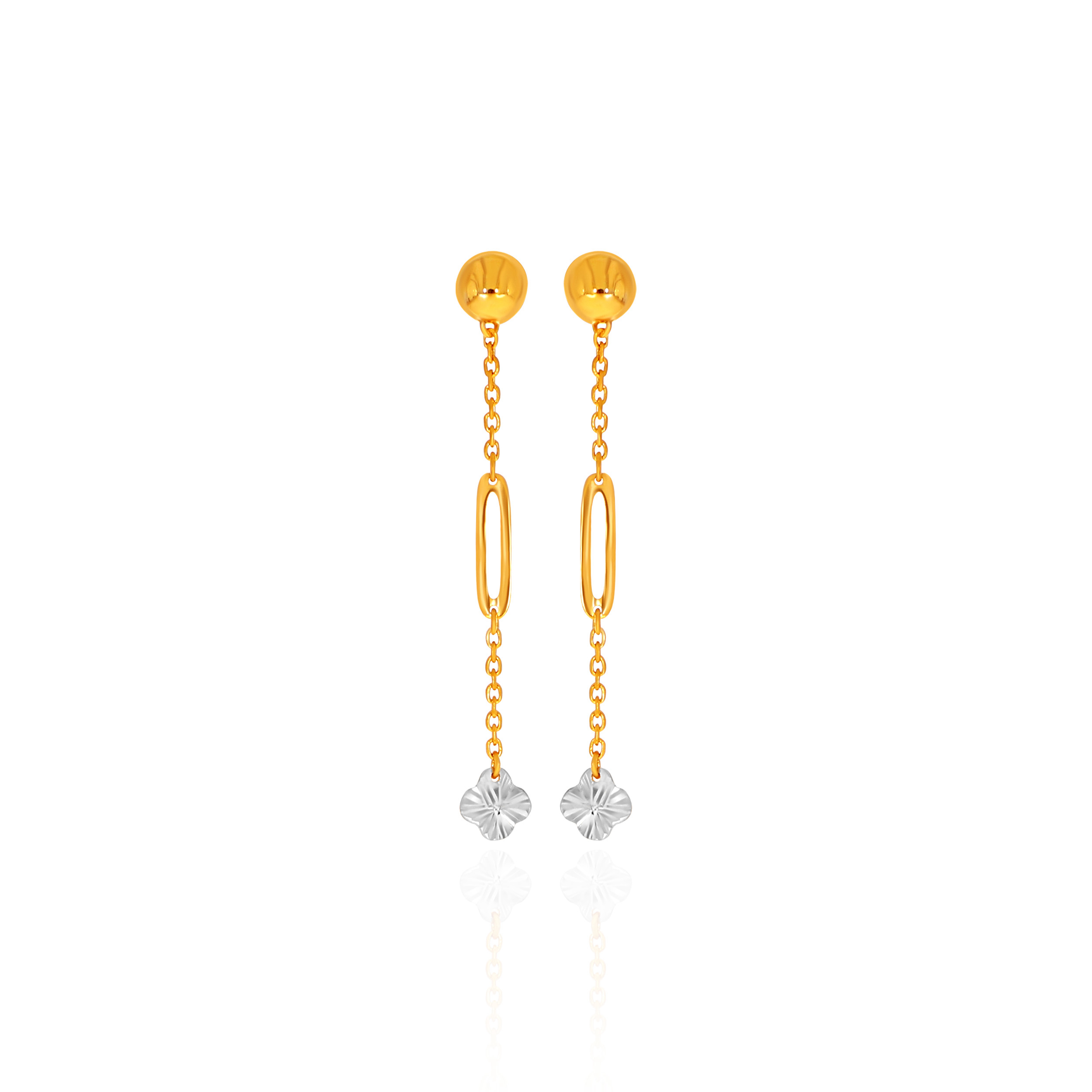 Petite Rhodium Flower Gold Earrings - Senco Gold and Diamonds