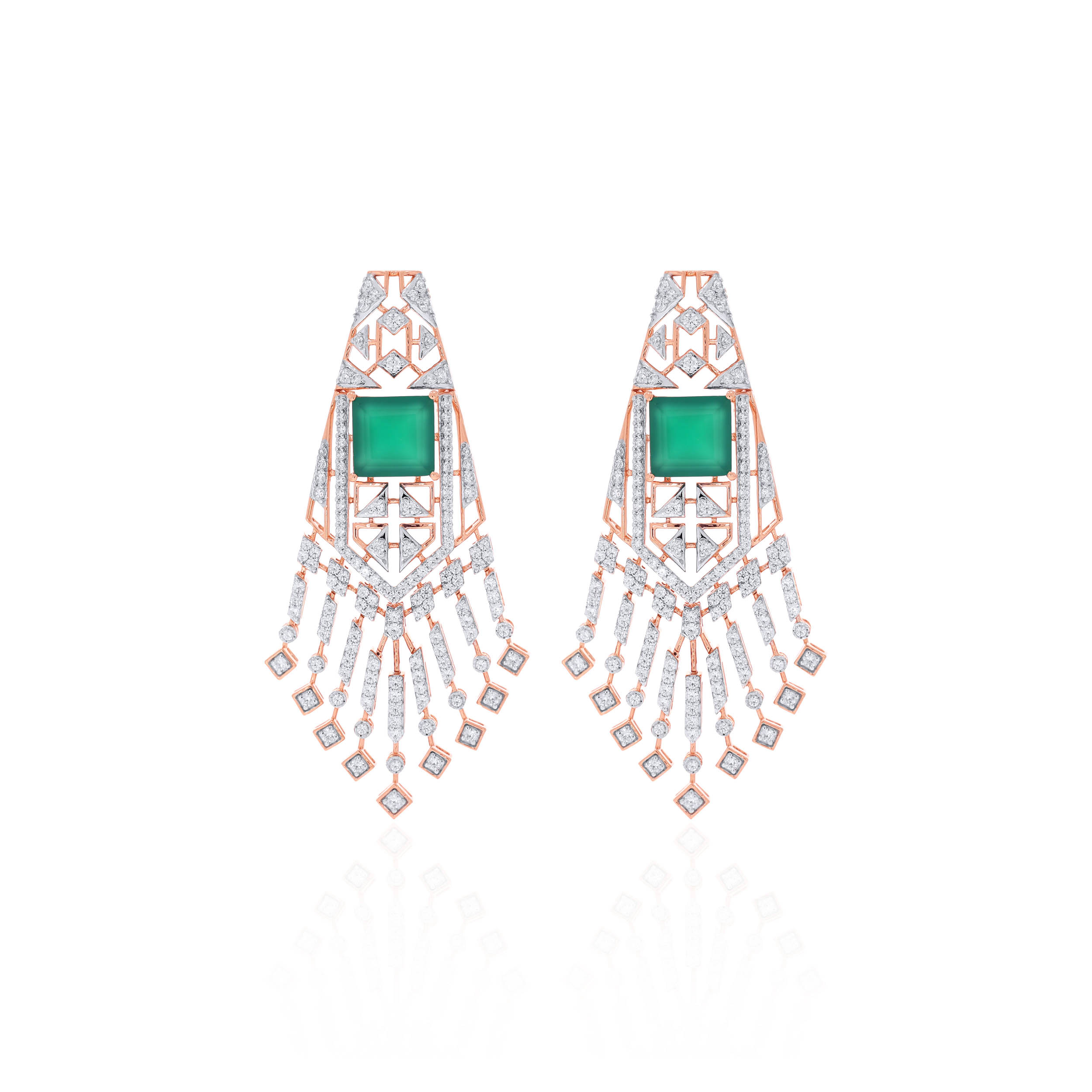 14K Rose Gold Diamond Drop Earrings-DTGN-D000781240 - Senco Gold and Diamonds
